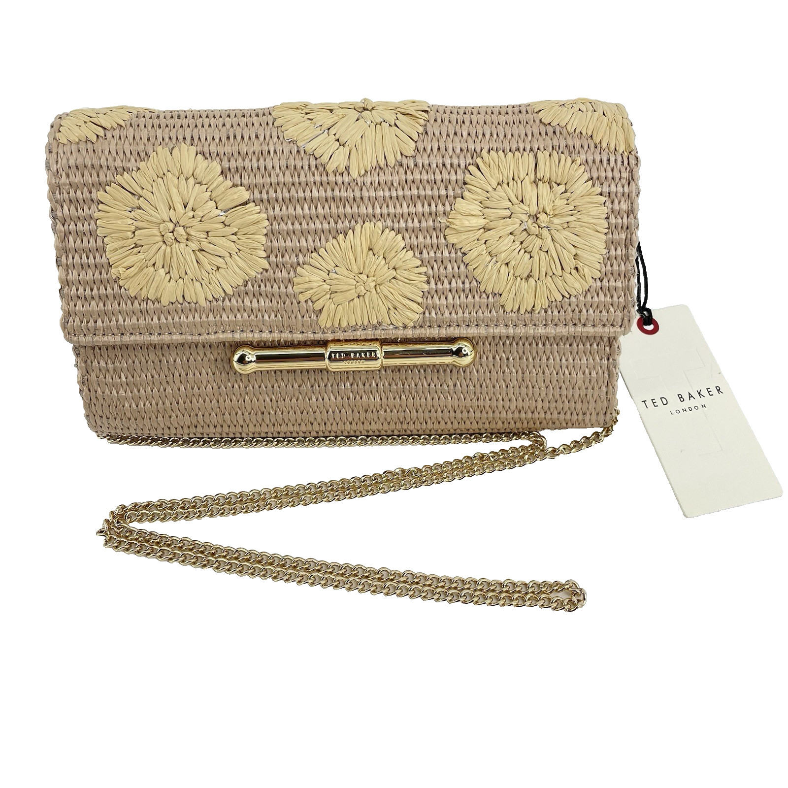 Ted Baker Cassy Crossbody Clutch NWT Beige Natural Floral Embroidered Bag