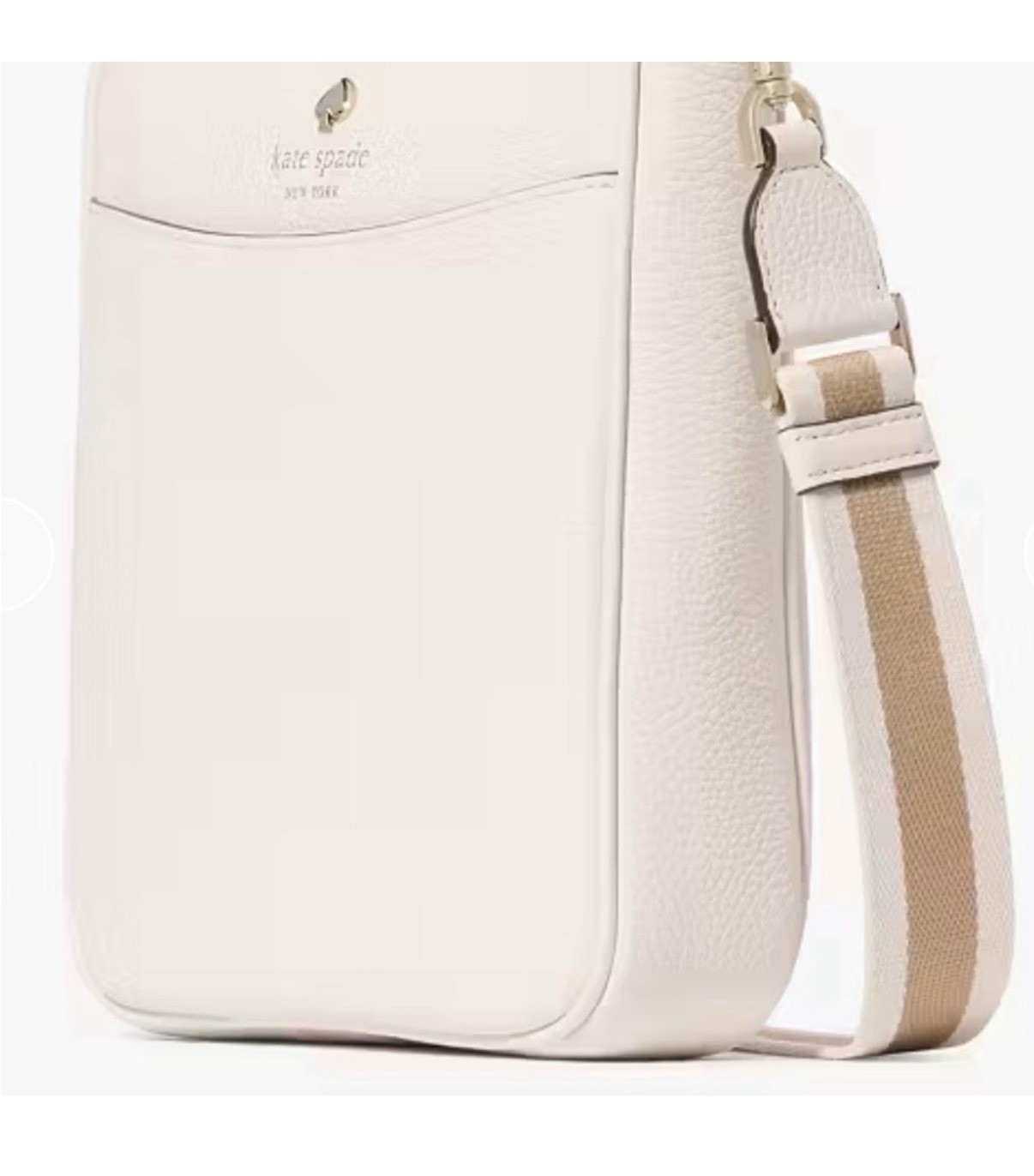Kate Spade New York Parchment Zip Crossbody Bag w/ Detachable Strap Pouch Gold