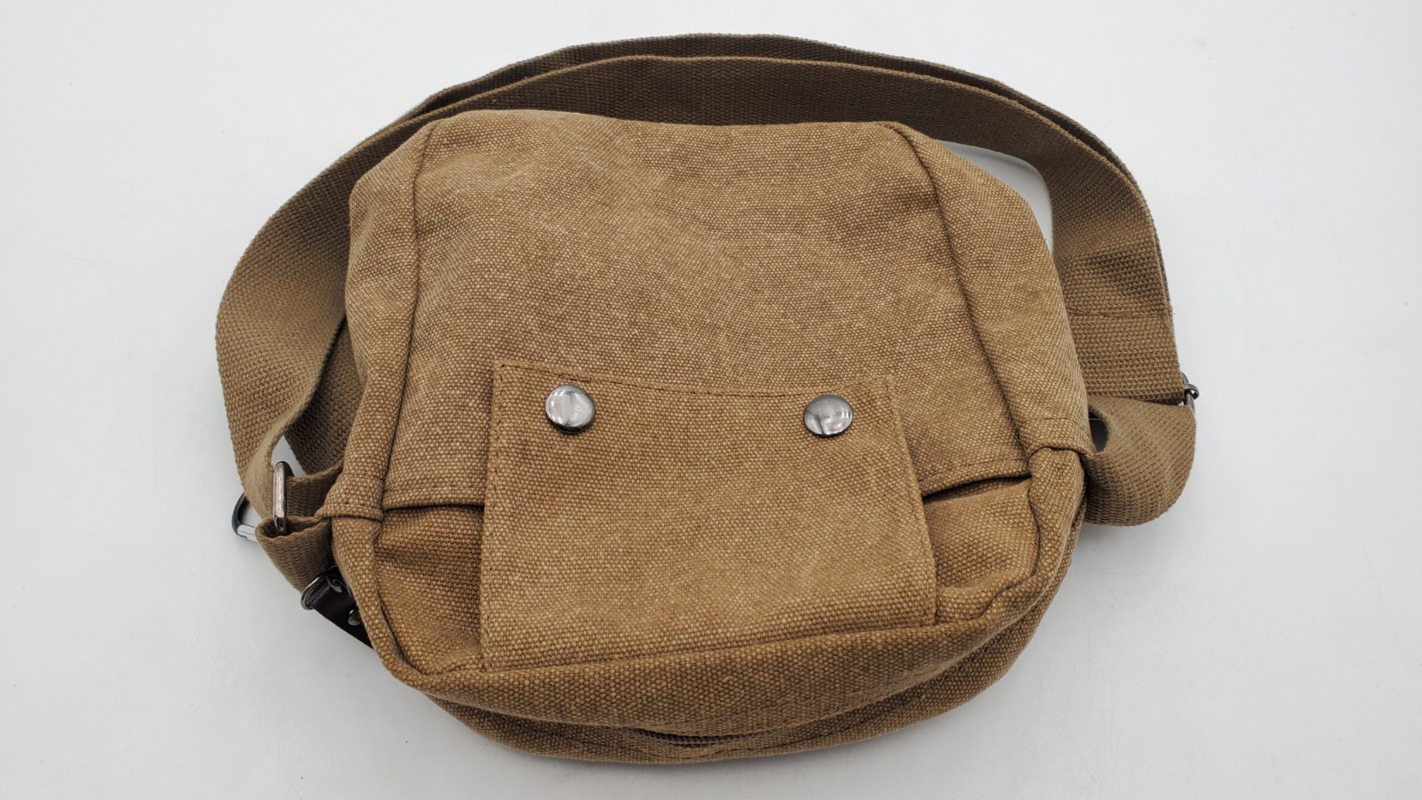 Harwish Khaki Canvas Multi Pocket Messenger Bag Over Shoulder Crossbody Outdoor
