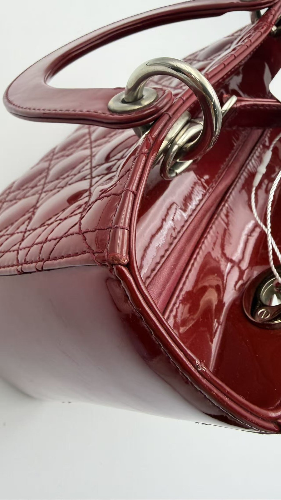 Christian Dior Lady Dior Burgundy Patent Leather Medium Lady Dior Bag USA
