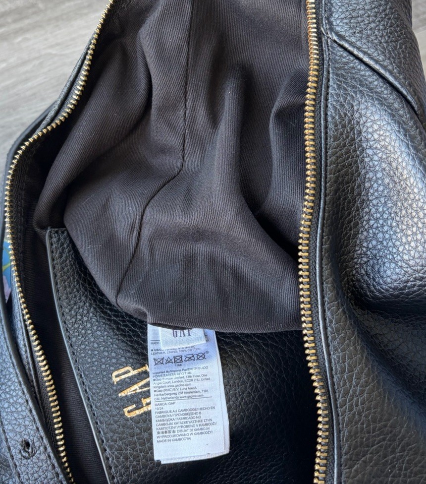 Gap Black Faux Leather Hobo Bag Slouchy Shoulder Purse Pebbled Large 15×17