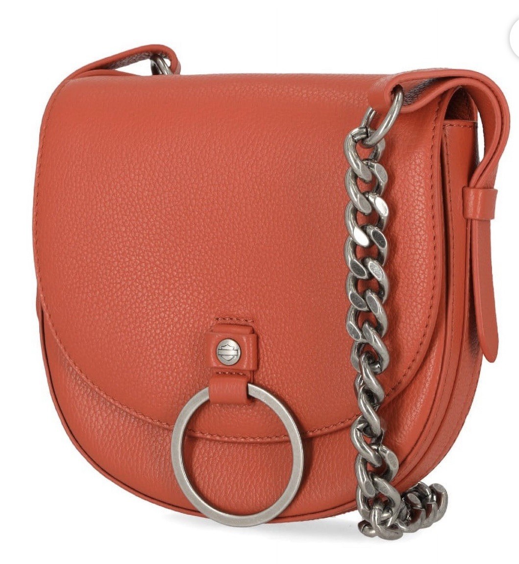 Harley-Davidson Women’s Magnetic Flap Closure O Ring Satchel Xbody Purse Orange