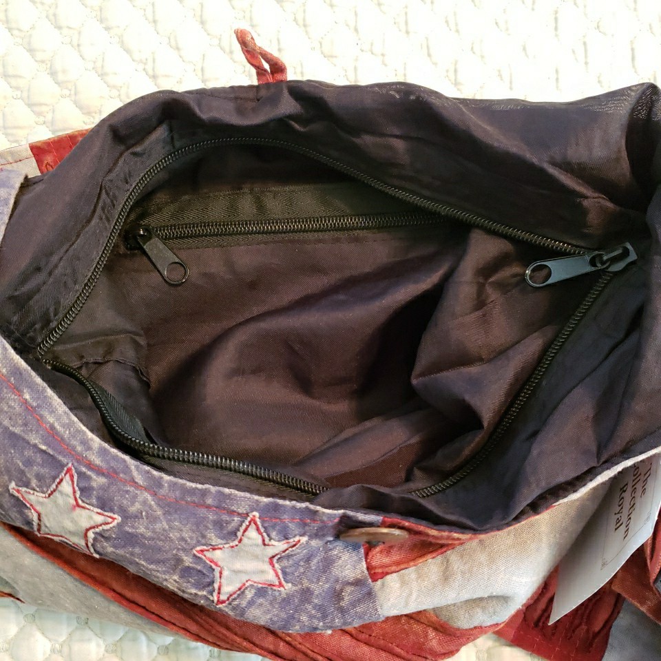 American Flag Crossbody Bag Patriotic Distressed Fabric Hobo Handmade Nepal