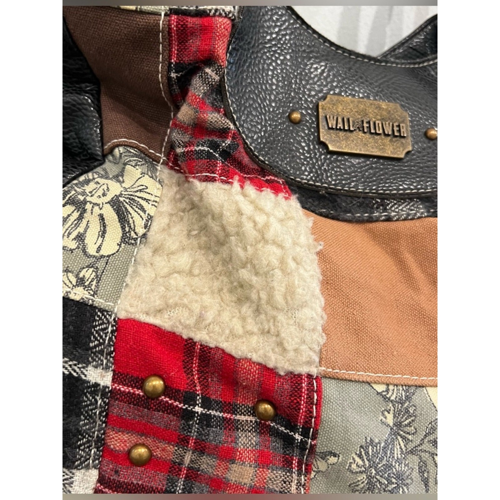 Patchwork Faux Leather Bag in Black and Red by WALL FLOWER WALLFLOWER