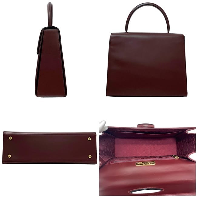 Pre-owned Cartier Bordeaux Must Leather Handbag, self-standing, wine-red, with