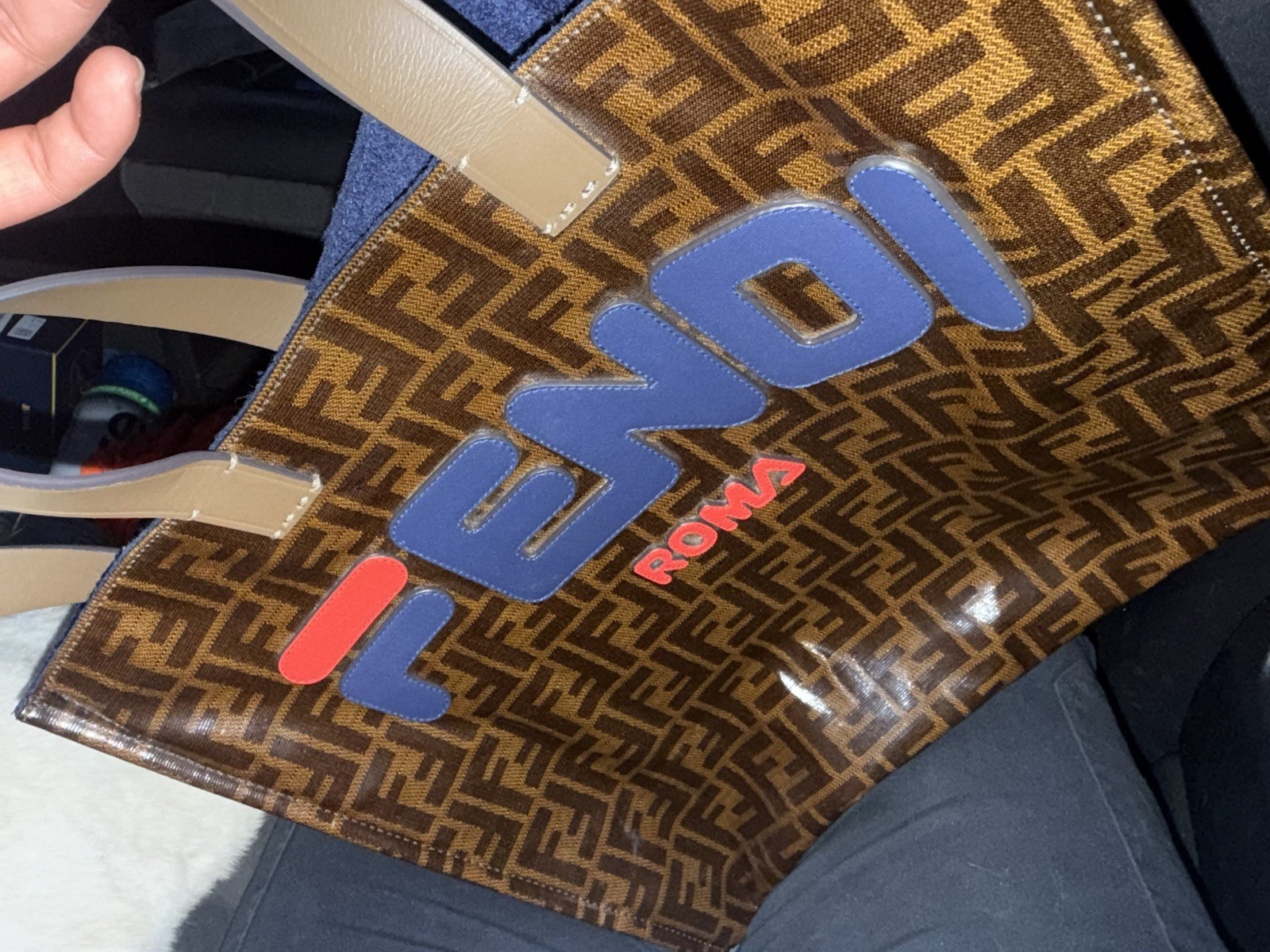 Fendi x Fila Zucca Coated Canvas Mania Waist Bag Brown, Blue, Red