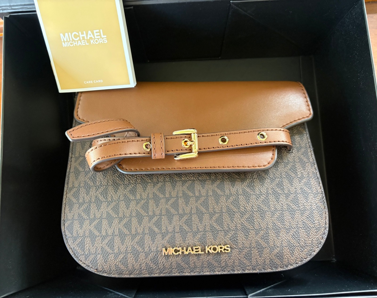 Michael Kors Emilia Small Saddle Crossbody Bag – Brown – Women’s Handbag