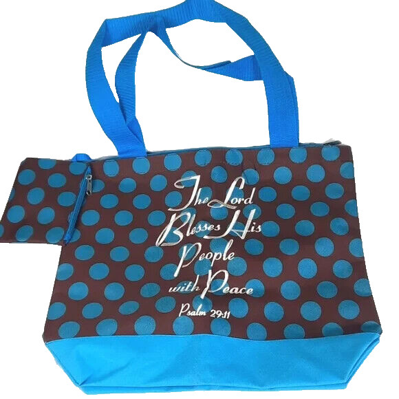 Scripture Tote Bag with Attached Change Purse Palm 29:11 The Lord Bless His