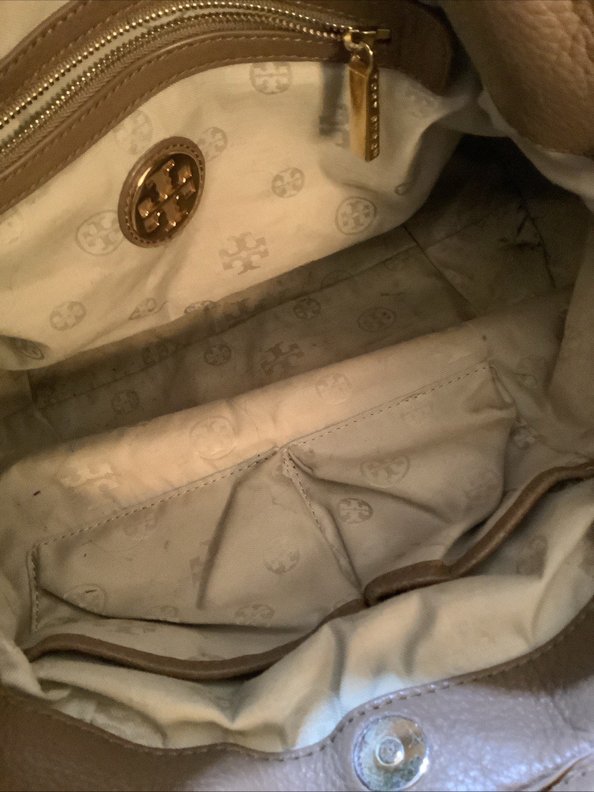Authentic Tory Burch Brown Pebbled Leather Amanda Crossbody/Shoulder Bag