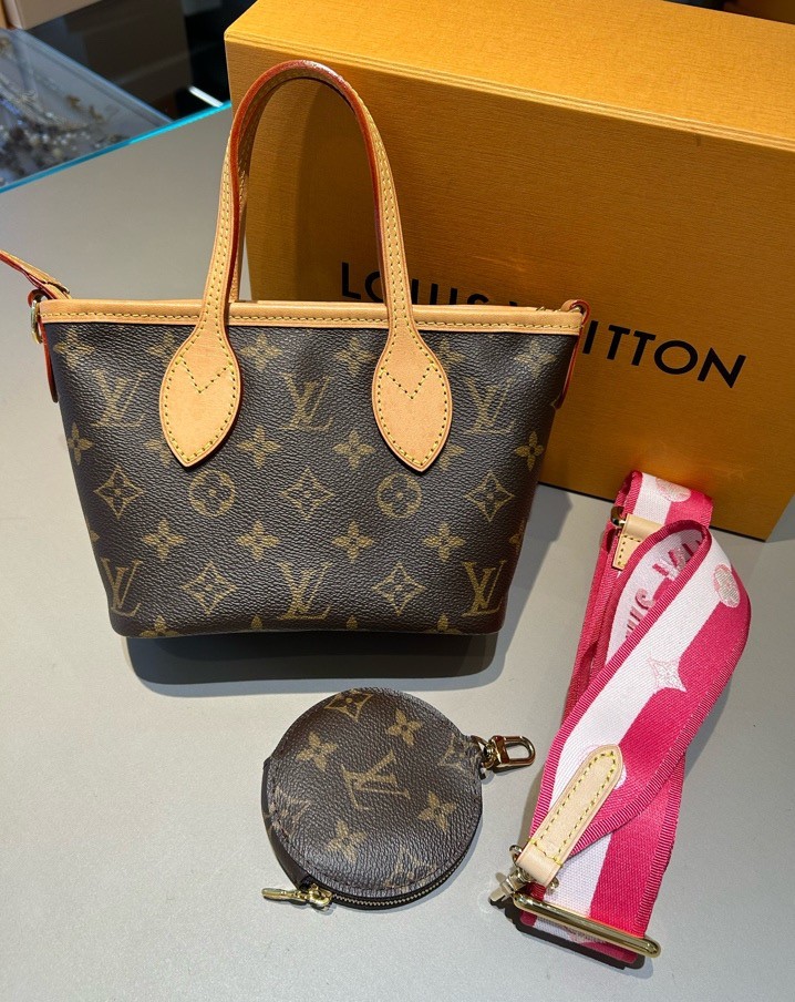 LOUIS VUITTON Neverfull BB Monogram w/ Pouch Strap M46705 GHW Crossbody Tote Bag