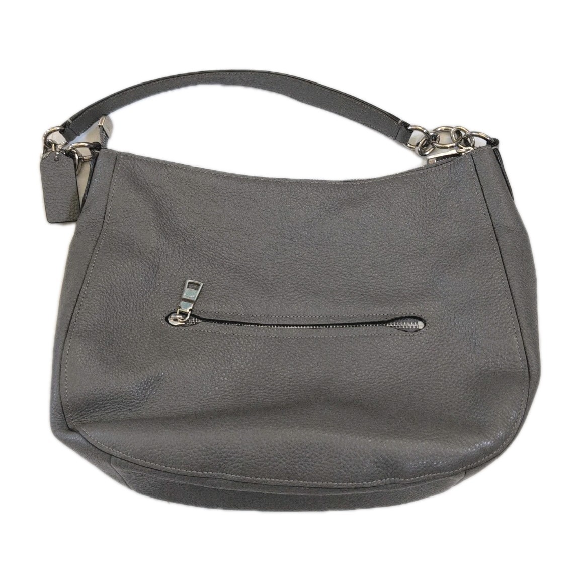 Coach Shoulder Bag Elle Hobo Heather Grey Silver Pebbled Leather Purse