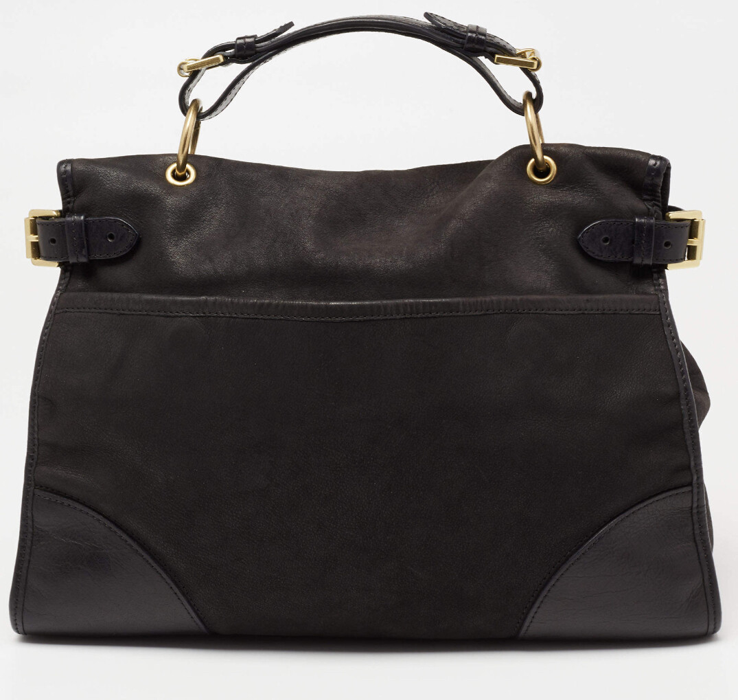 MULBERRY Black Nubuck & Leather Taylor Convertible Satchel Shoulder Bag