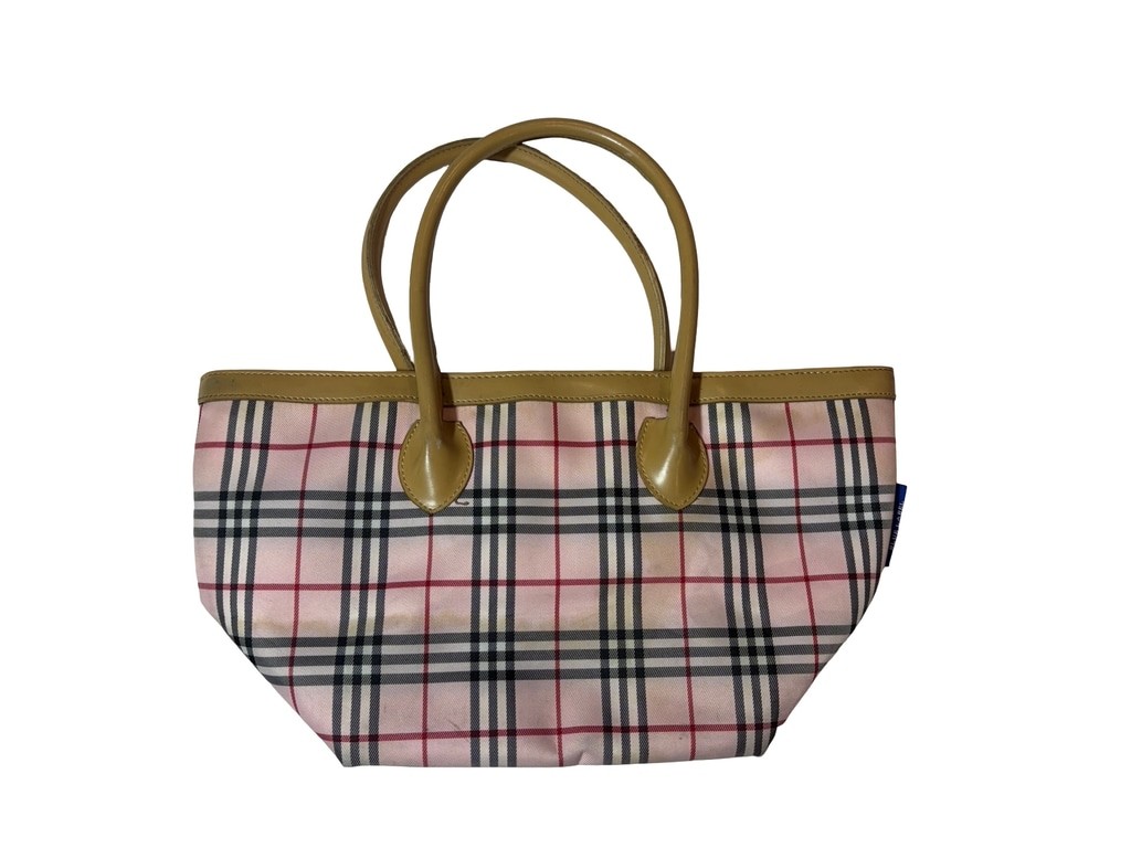 Burberry Blue Label Pink Nova Check Plaid Y2K Preppy Tote Handbag Flaw
