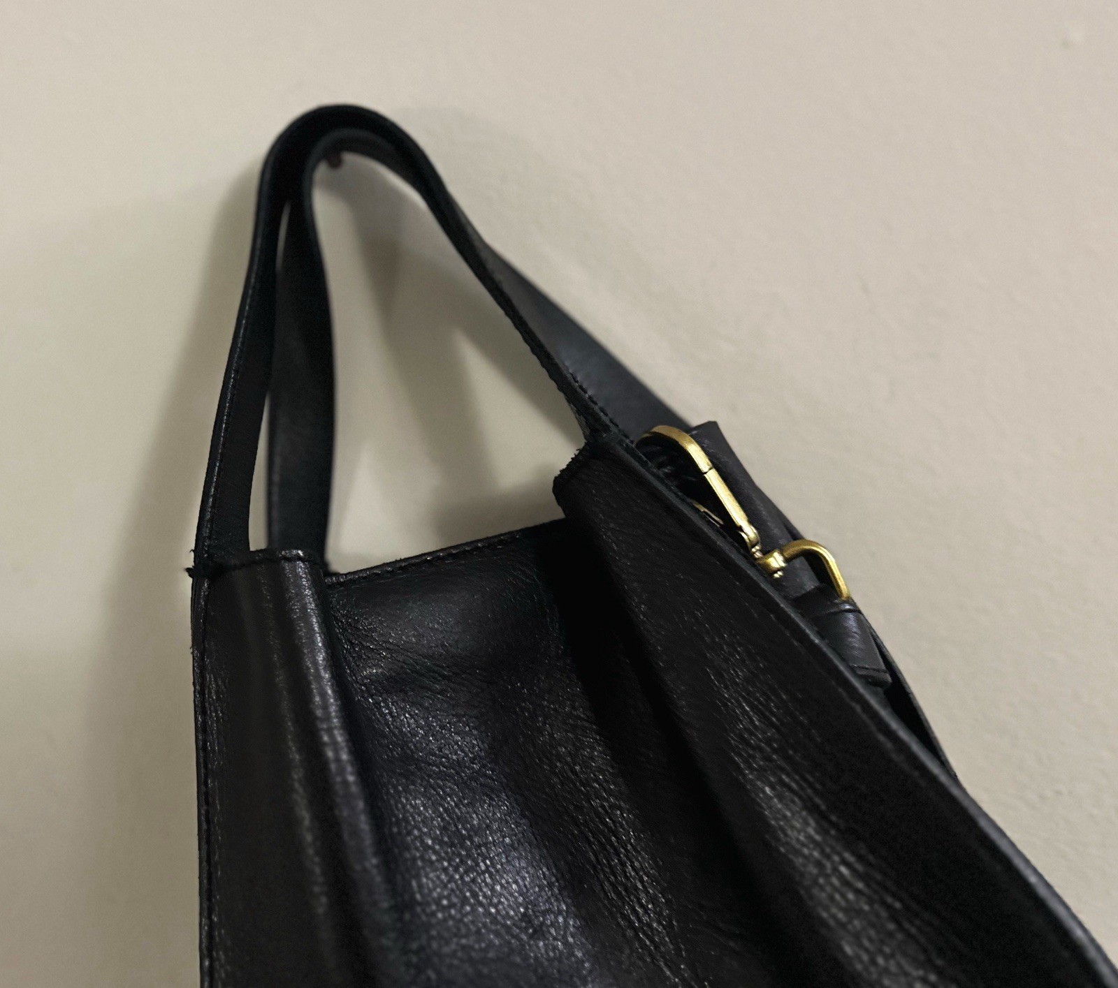 Madewell leather black crossbody bag preppy chic minimalist classic work boho S