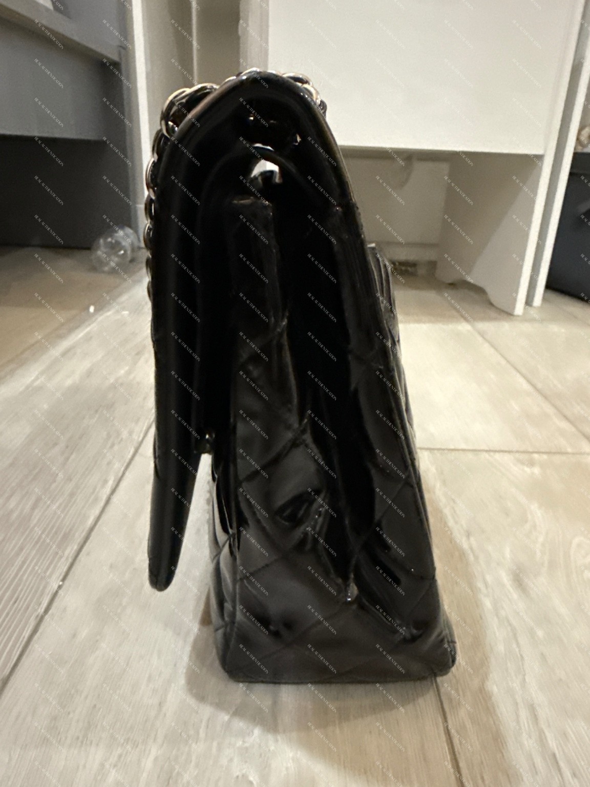 Vintage Chanel Black Patent Leather Classic Flap Bag – Serial Sticker Present