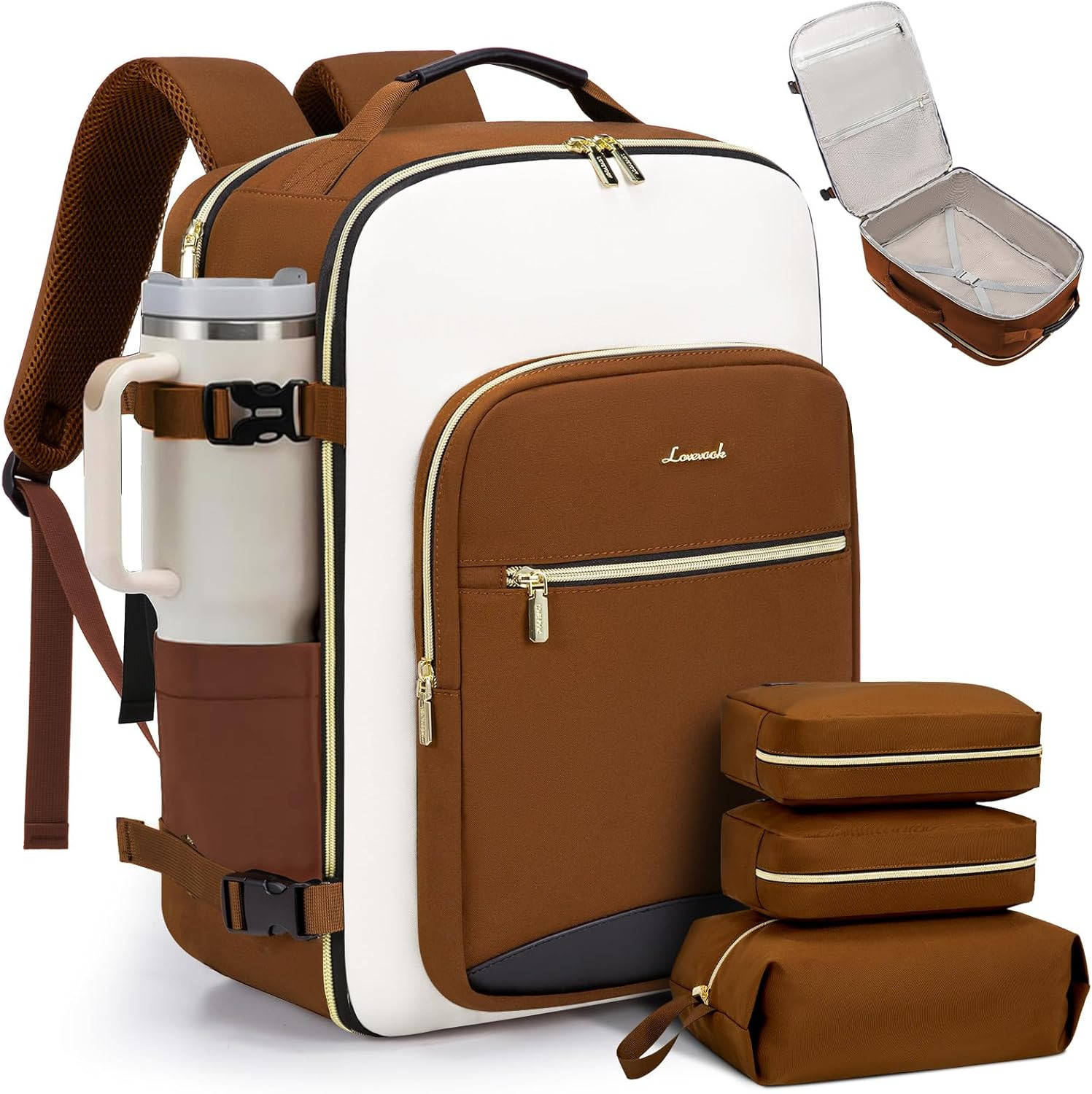 40L Travel Backpack for Women & Men,Airline Approved Carry on Luggage w/ 3 Cubes