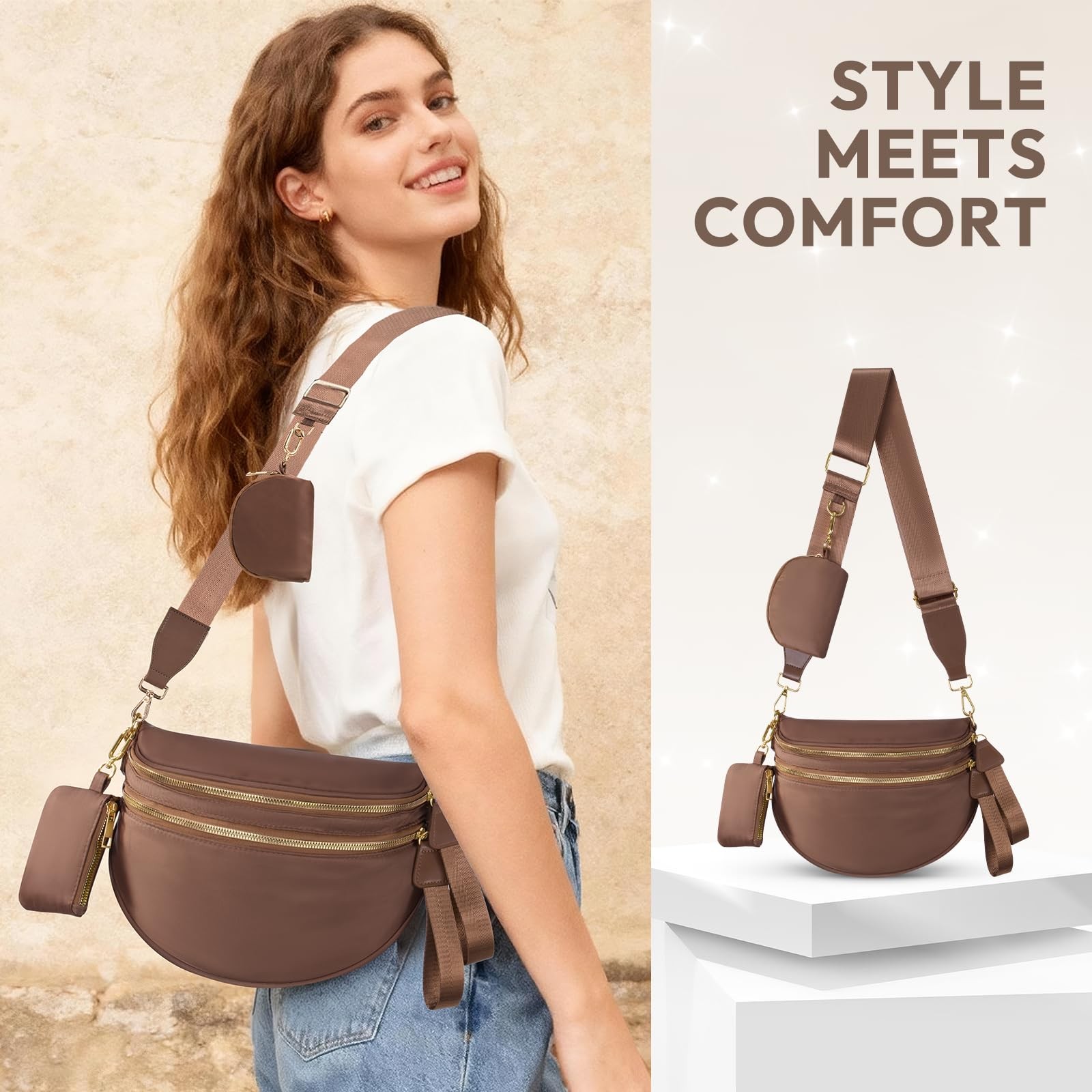 Cross Body Bag for Women Bum Bag Checkered Belt Bags Fanny Packs for Girls Tr