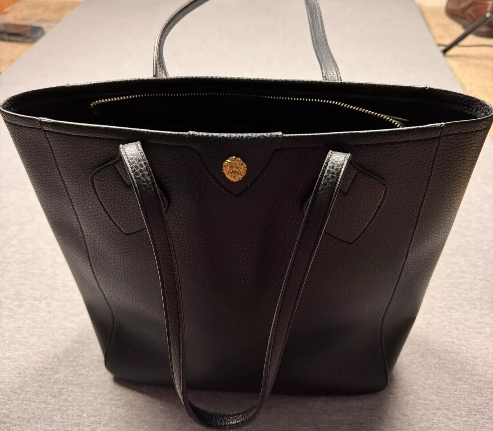 Anne Klein Pebble Faux Leather Georgia Tote Black Gold