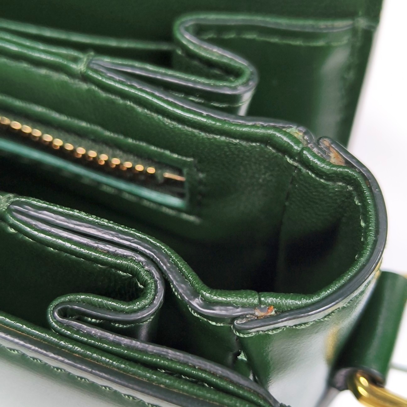 CELINE Medium Triomphe Chain Flap Bag Green Shiny Calfskin Leather Shoulder Bag