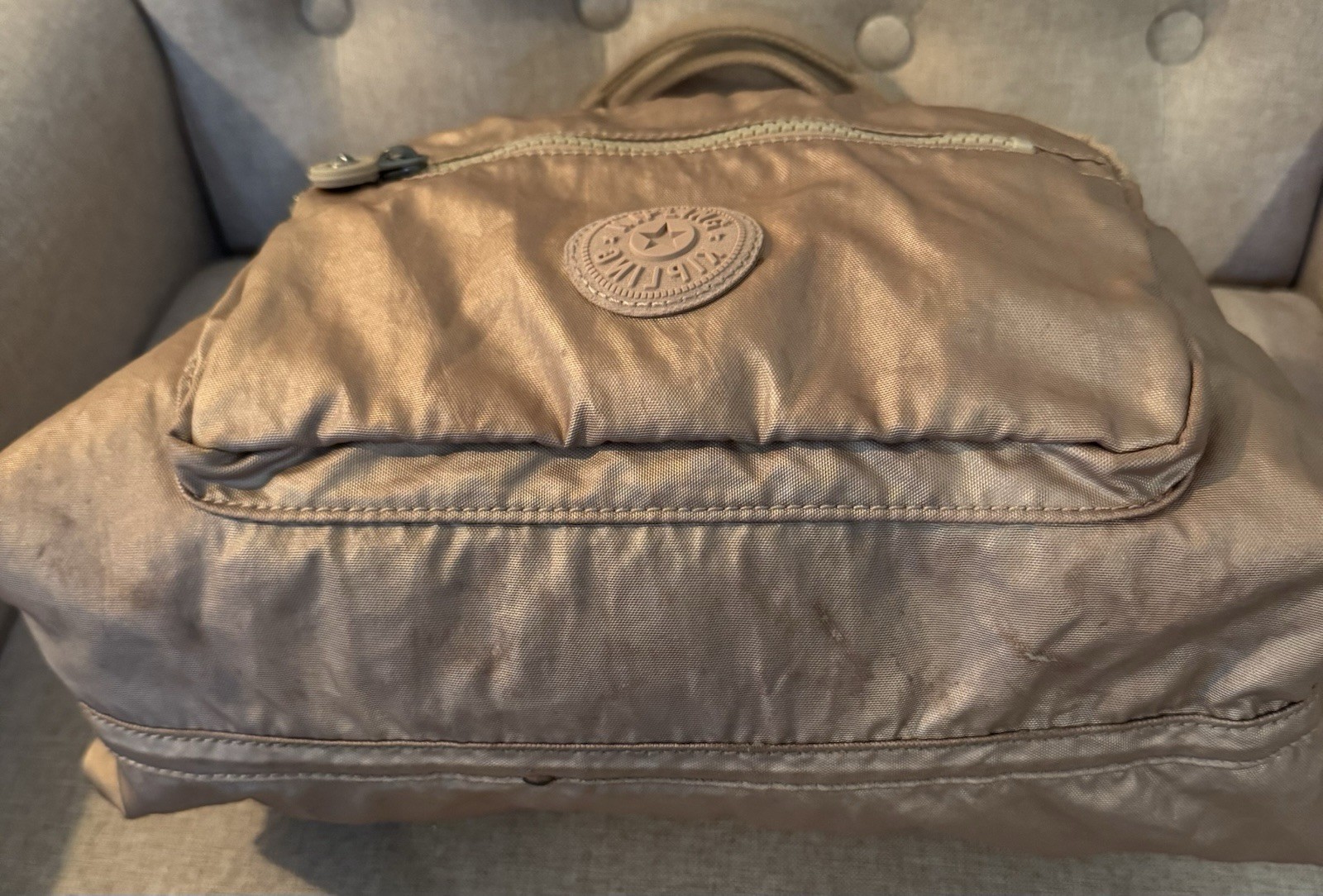 Kipling Pink Rose Gold Metallic Crossbody Purse Nylon Bag ( Missing Strap)