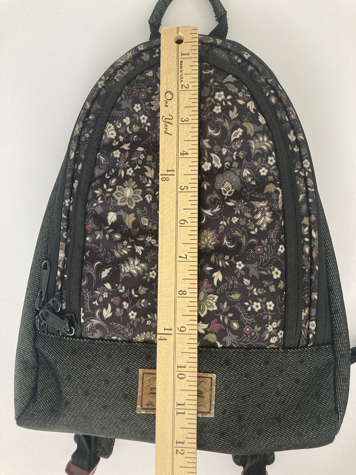 Dakine Mini Backpack Green Floral Black Polka Dots Embroidered Adjustable Clean