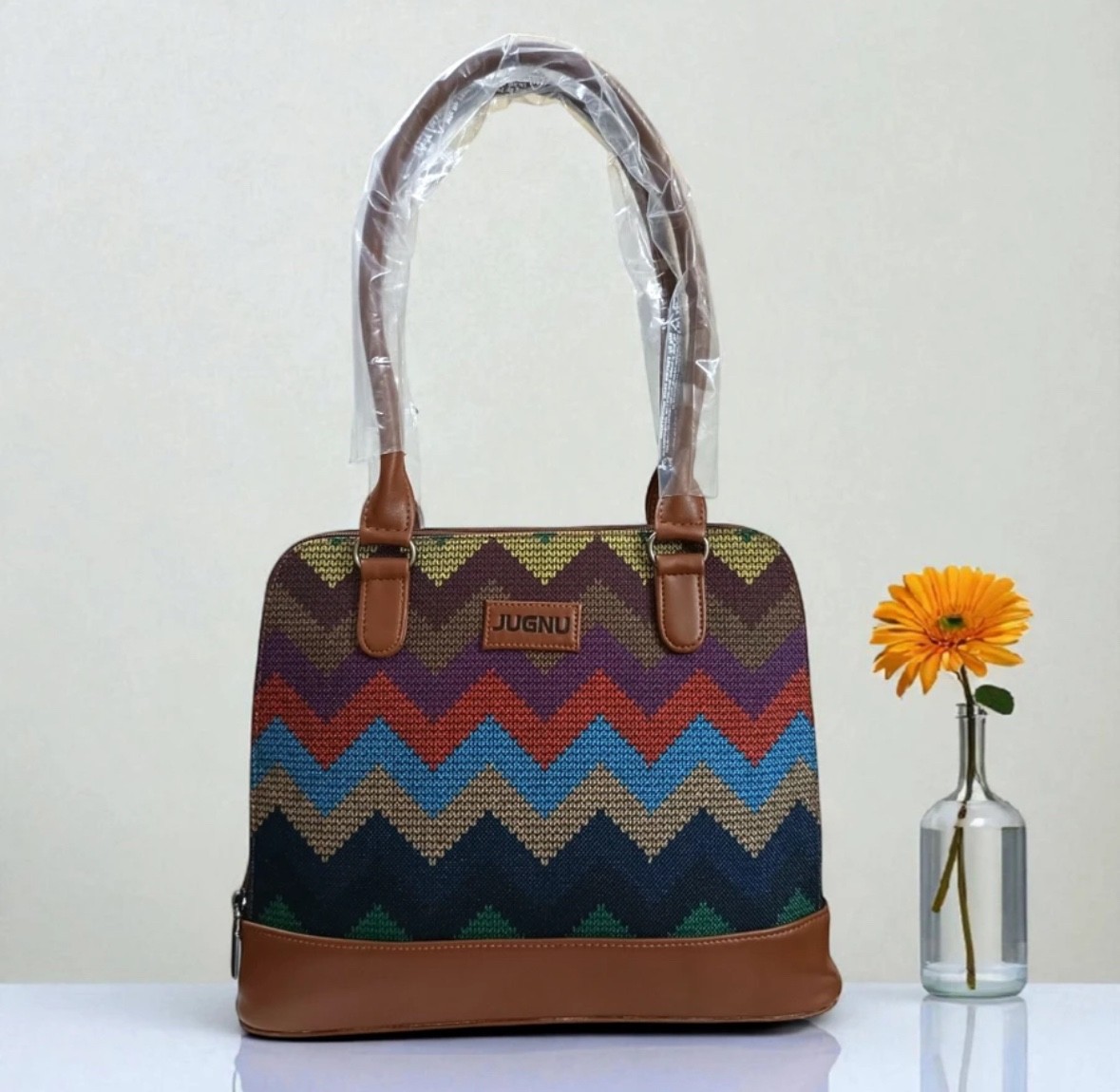 Stylish Jute & PU Leather Handbag for Women – Elegant, Spacious & Durable