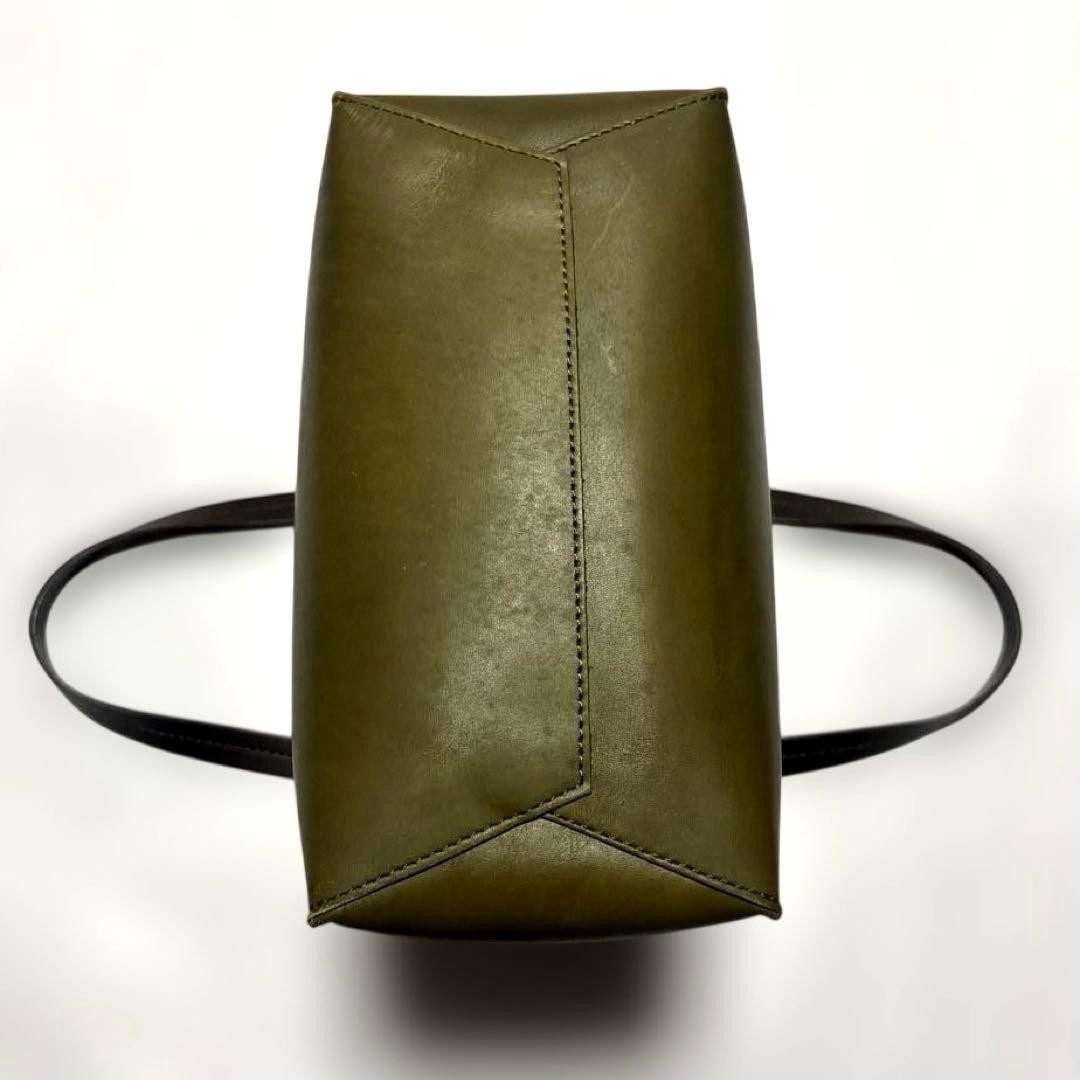 MARGARET HOWELL Idea Leather Tote Bag Khaki Embossed Logo Condition Used JAPAN