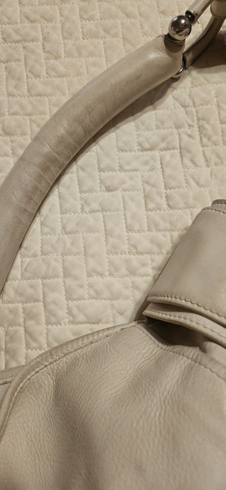 Burberry Large Leather Ivory Shoulder Bag Circa 2006 Vintage