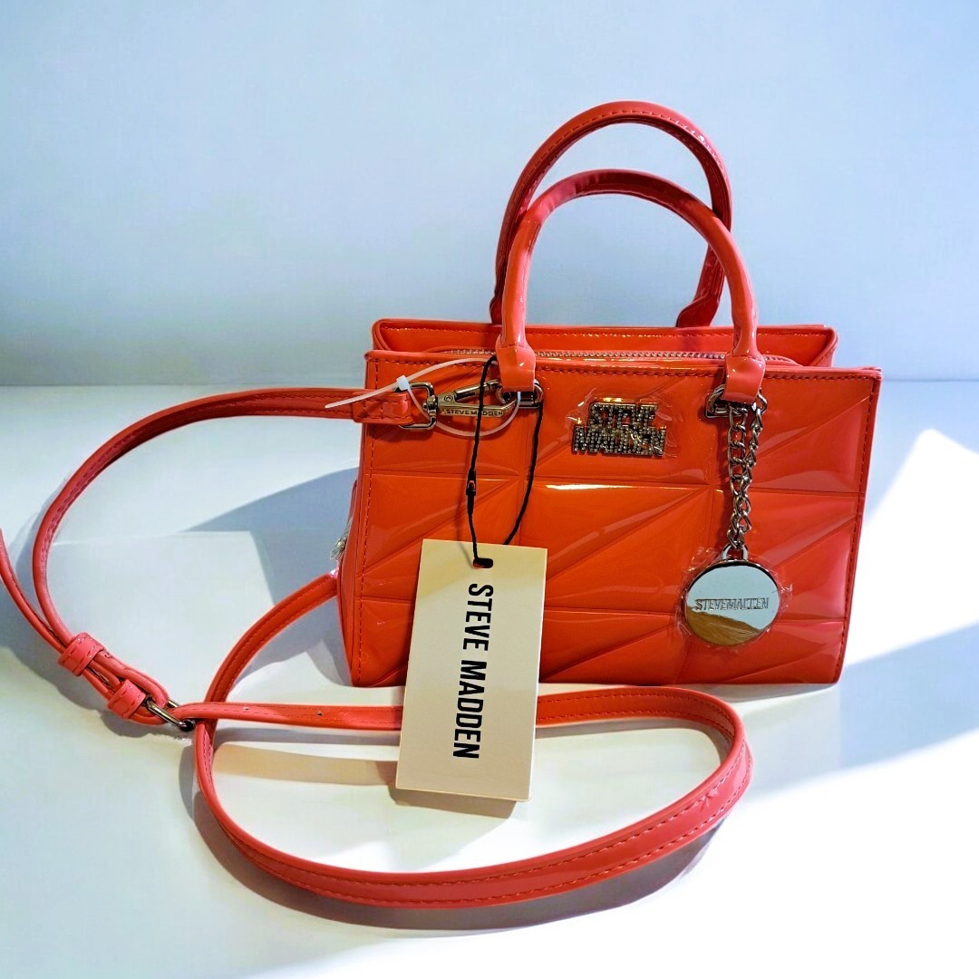 Steve Madden BMICKEY Coral Orange Patent Mini Satchel Crossbody NWT