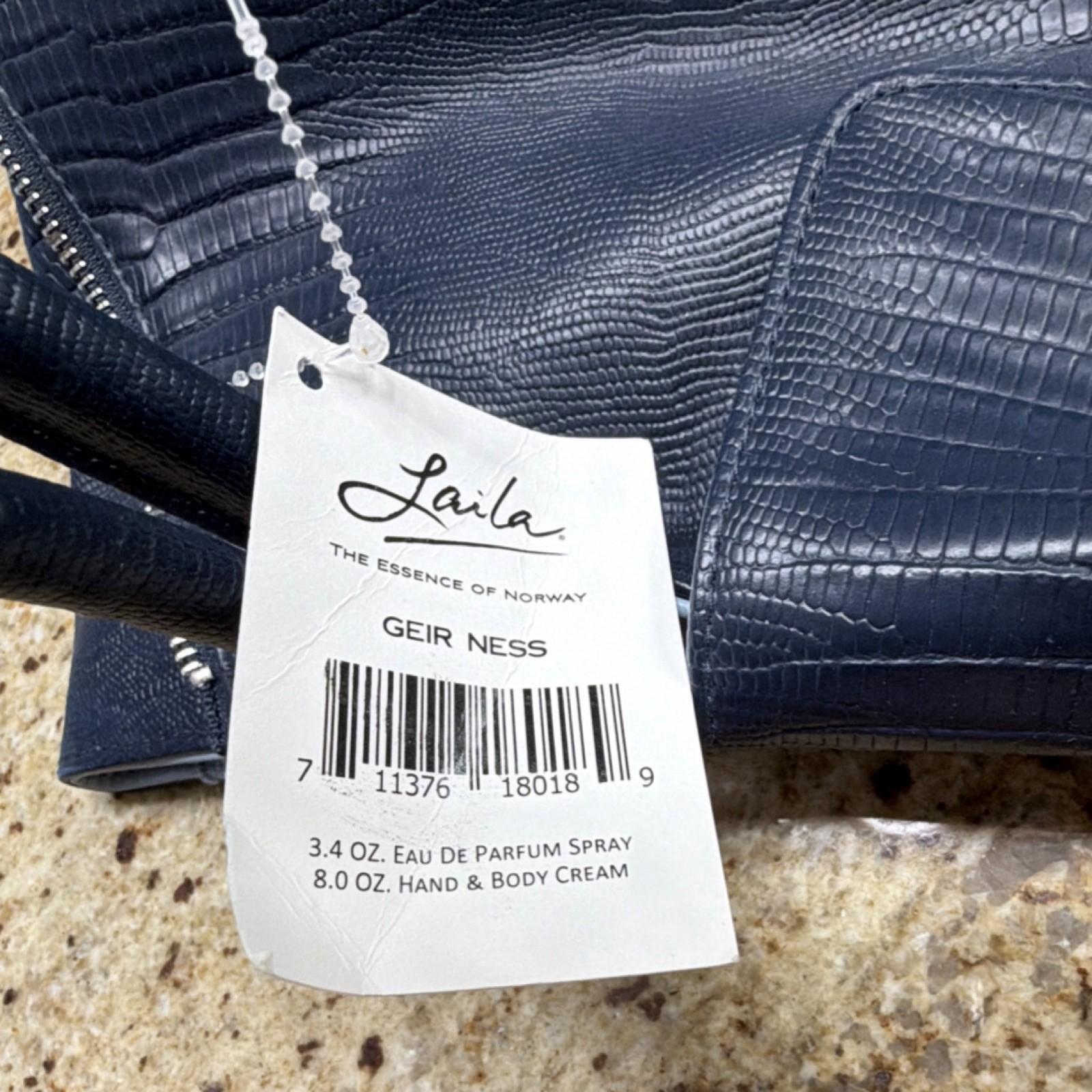 Laila Navy Blue Top Handle Bag Animal Print Zipper Accents Silver Hardware