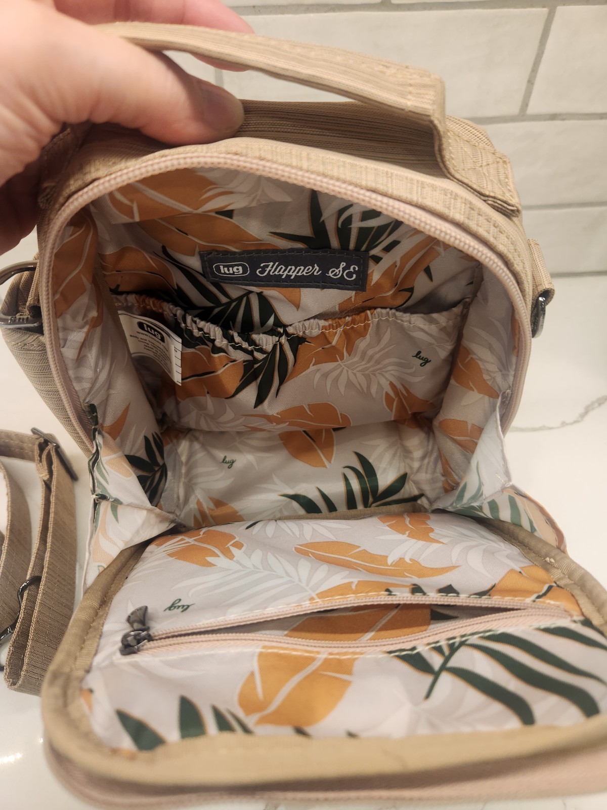 Lug Flapper SE Convertible Crossbody Bag Brushed Gold Waterbottle Pocket 8.5x5x3