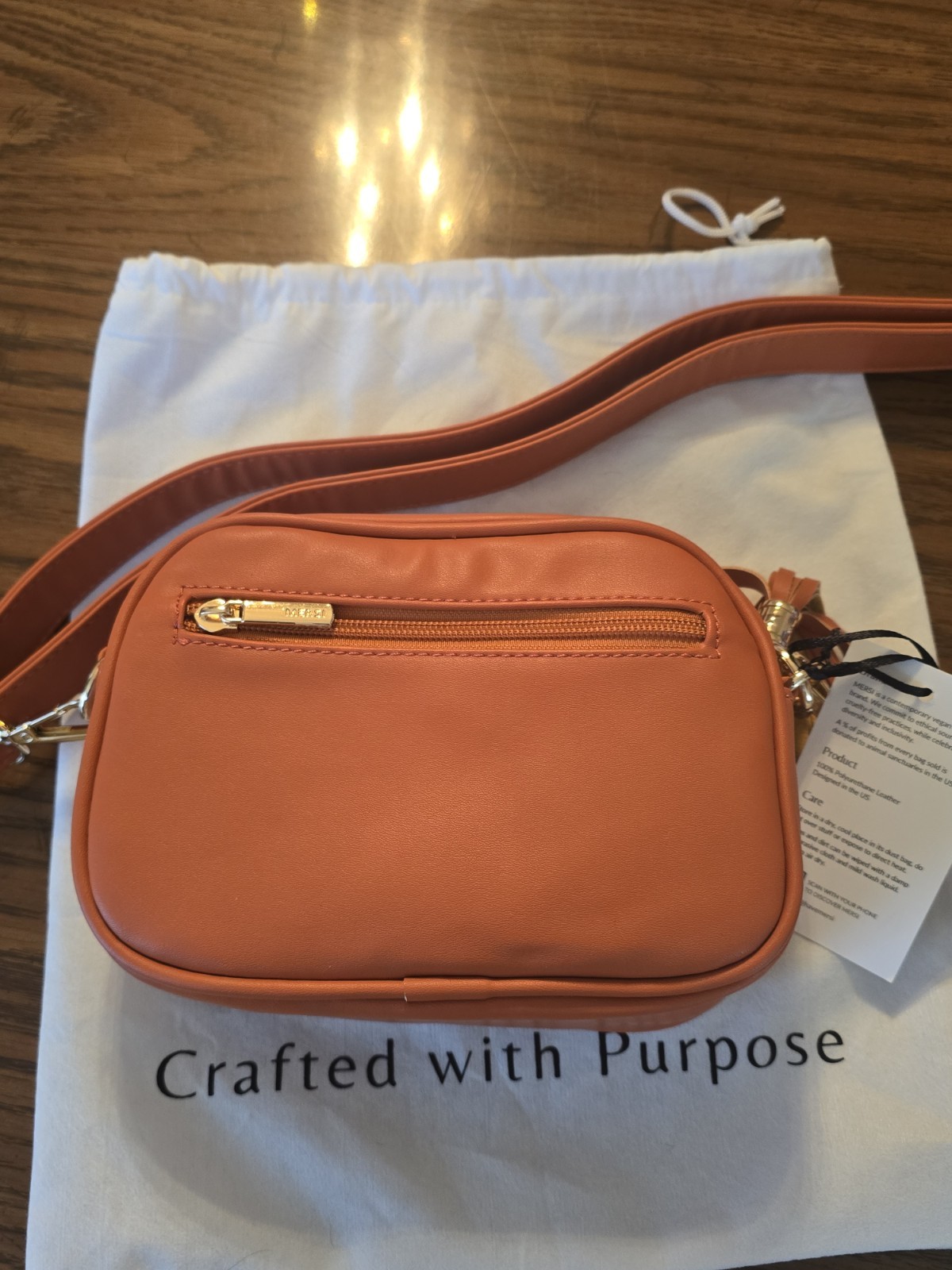New MERSI Orange and White Crossbody Bag