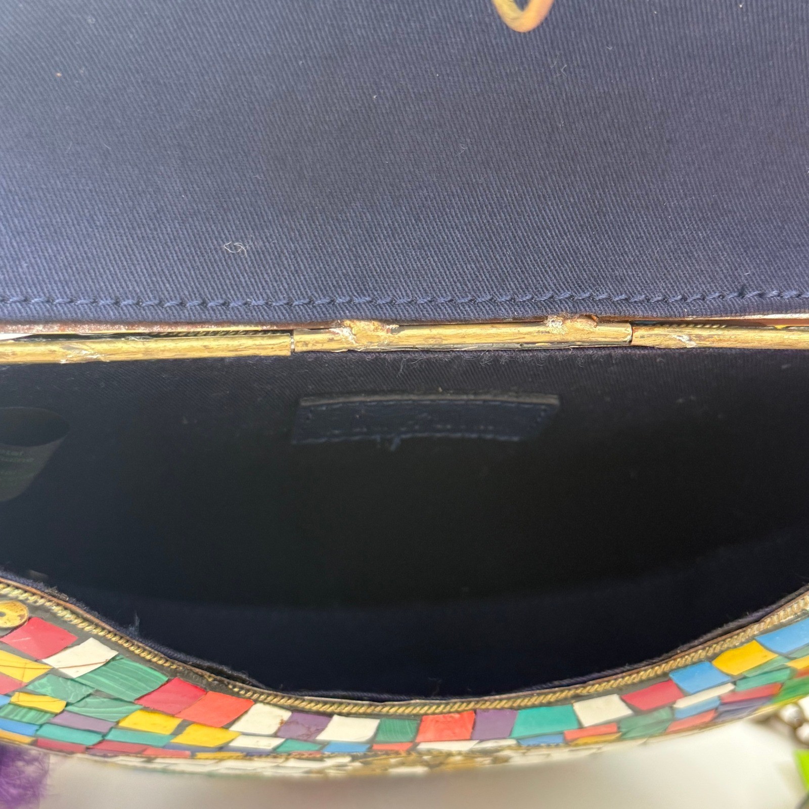Sam Edelman Tatiana Iron Hardcase Bag Mosaic Tile Tassel Crossbody