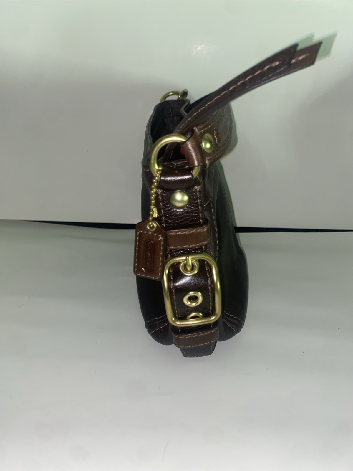 Vintage Y2K Coach Zoe Mini Hobo Bag Brown Leather Gold Shoulder Purse 41864