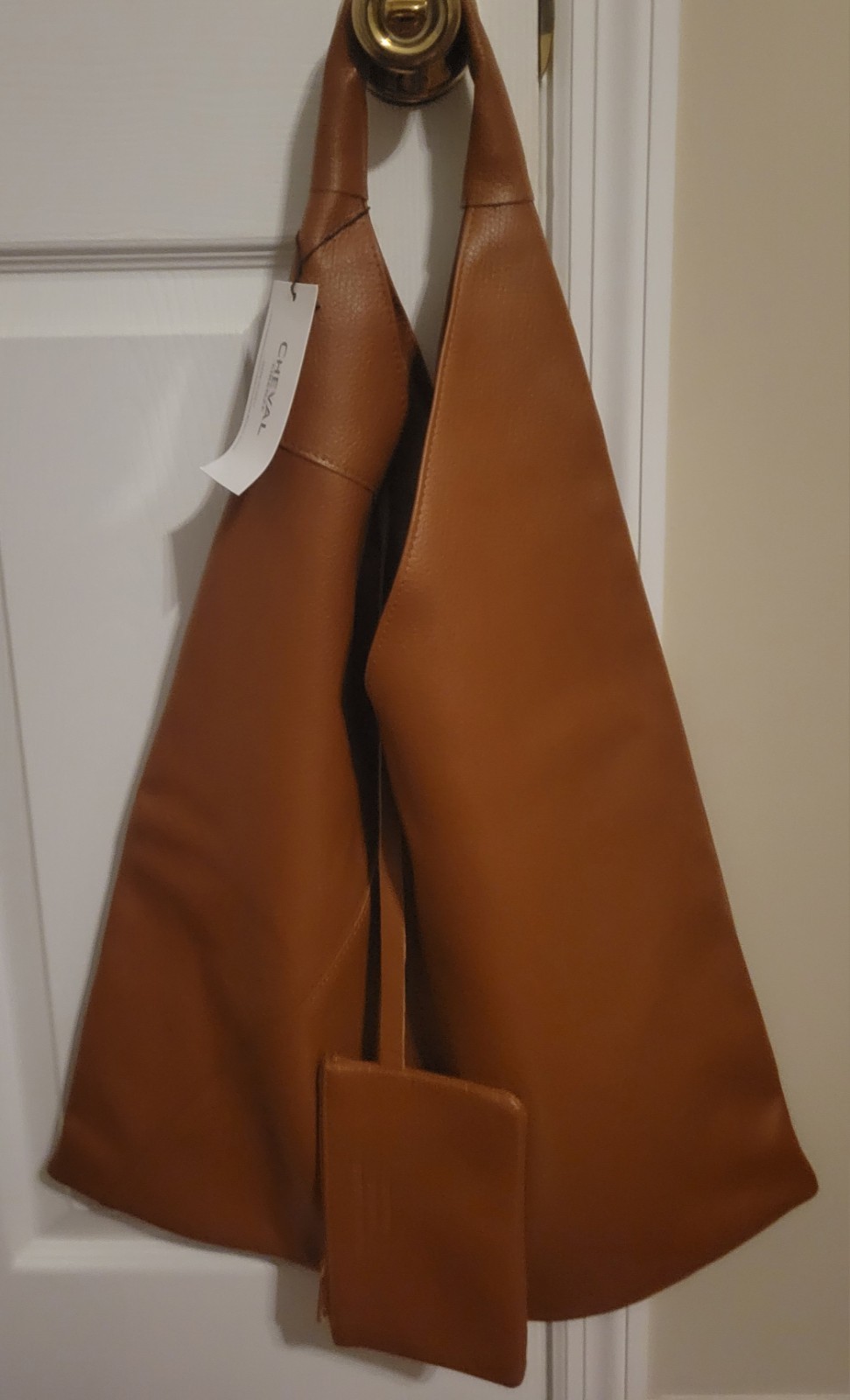 Cheval Made In Italy Leather Unlined Large Hobo Handbag Purse CUOIO NWT