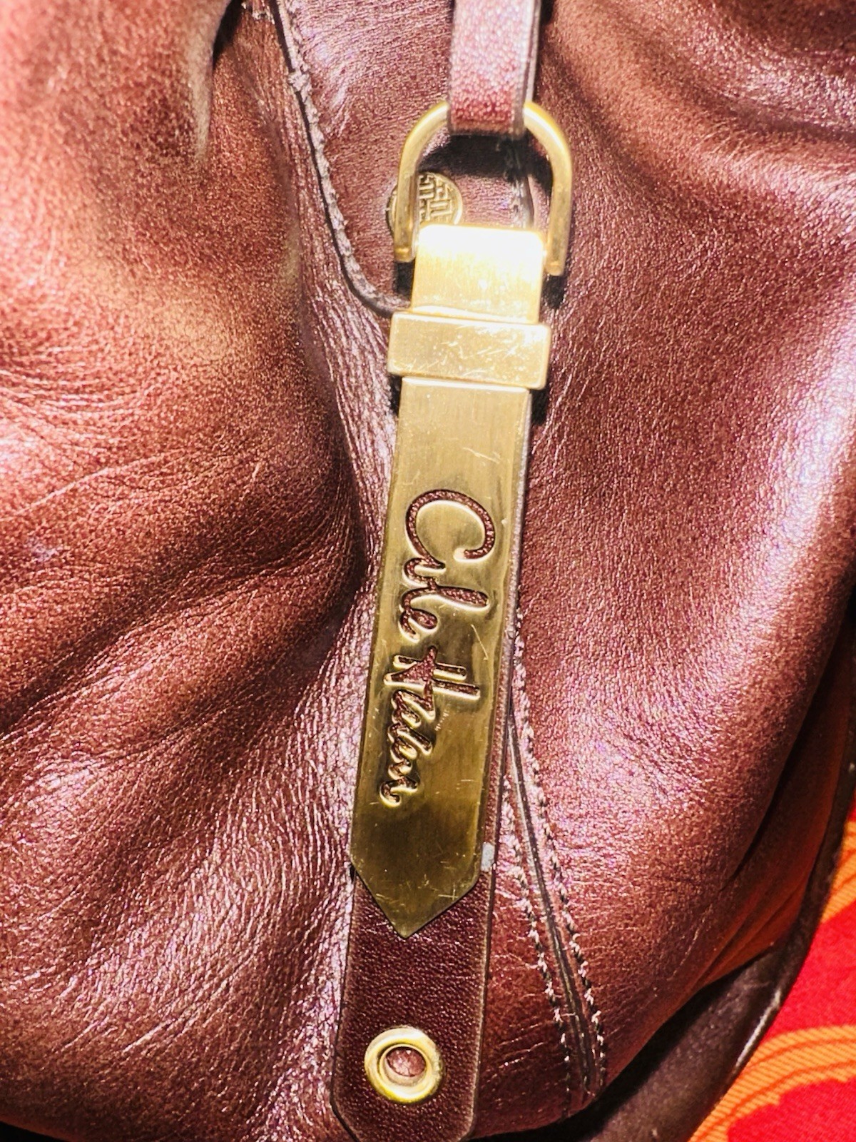Cole Haan Brown Pebbled Geometric Satchel Top Handle Zip Gold Hardware Charm