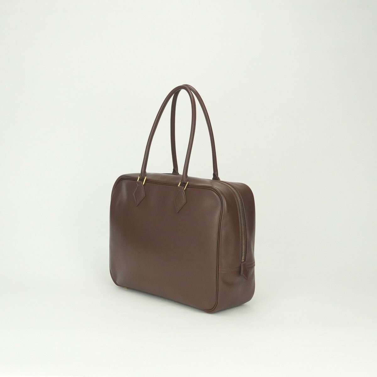 Hermes Plume 32 Handbag Box Calf Leather Brown Women Bag A Stamp W12.6xH9.1in 99