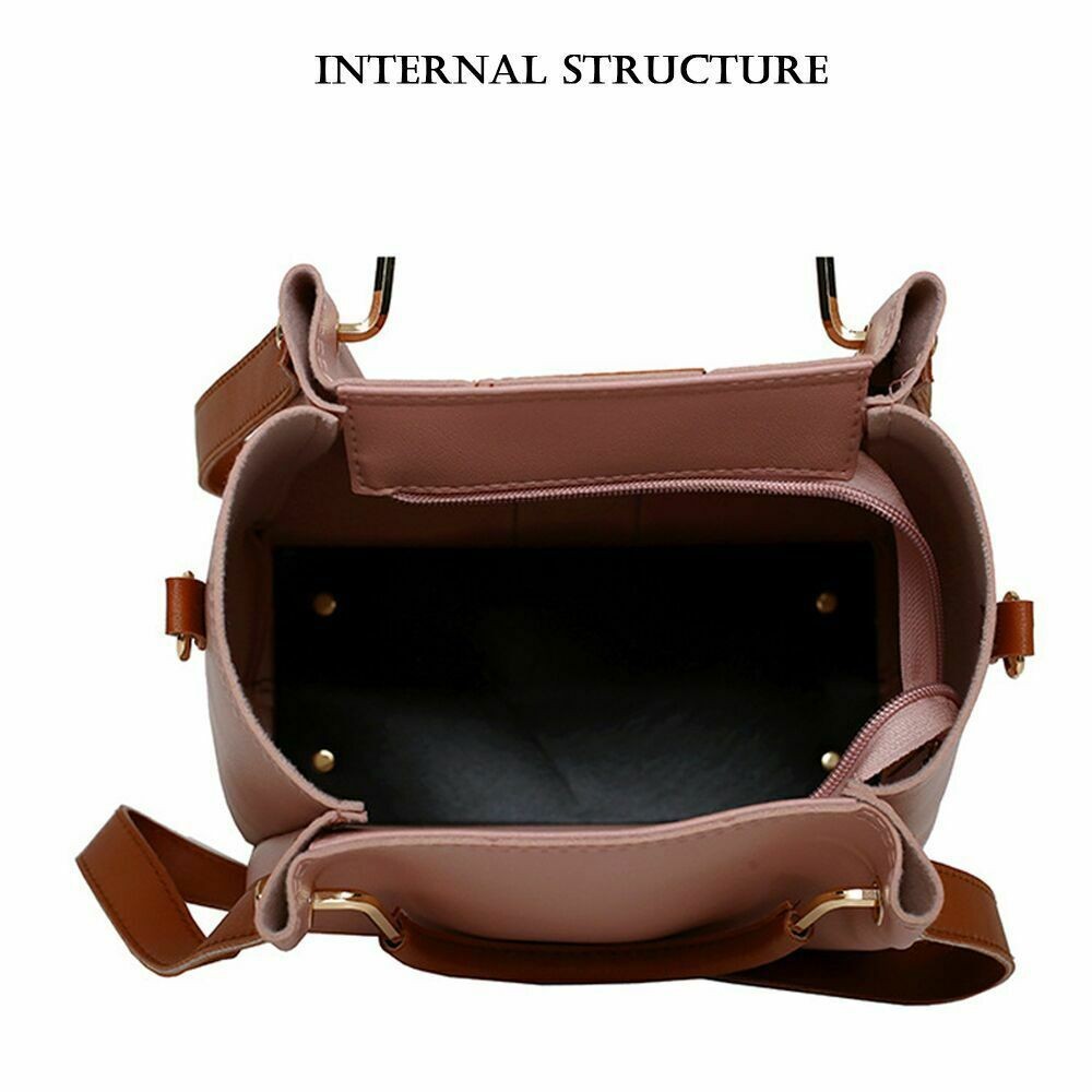 4pcs Set Women Elegant PU Leather Handbag Hoo Satchel Purse Tote Shoulder Bags