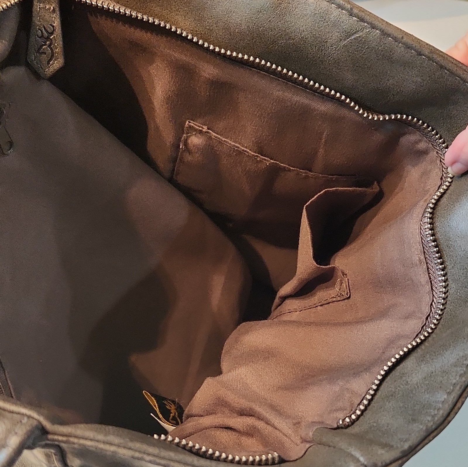 Browning Brown Large Tote Bag Zip Top Tassel Accents Double Handles Pockets
