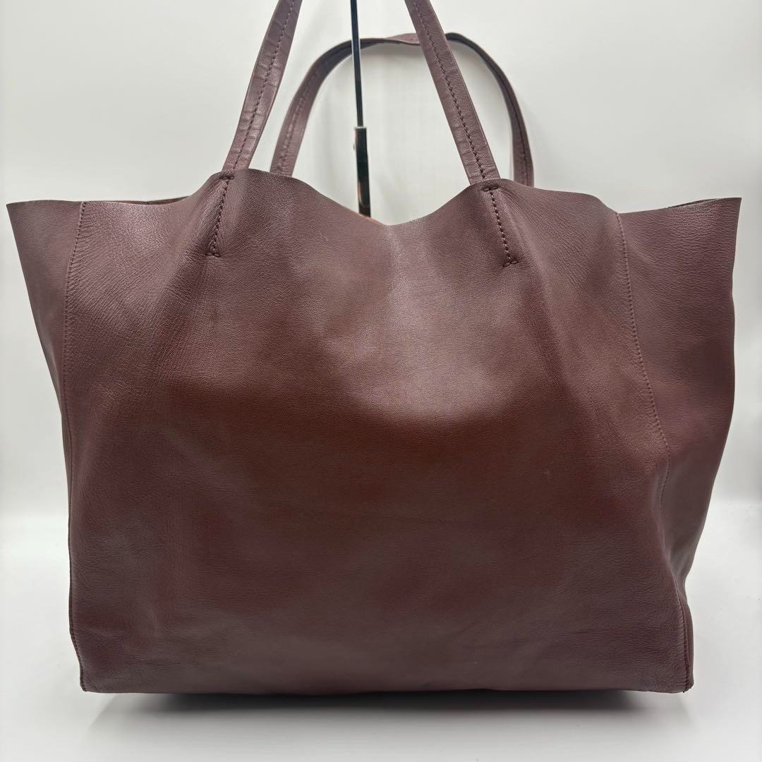 CELINE Horizontal Cabas Phoebe Philo Era Leather Tote Bag Dark Brown Used Italy