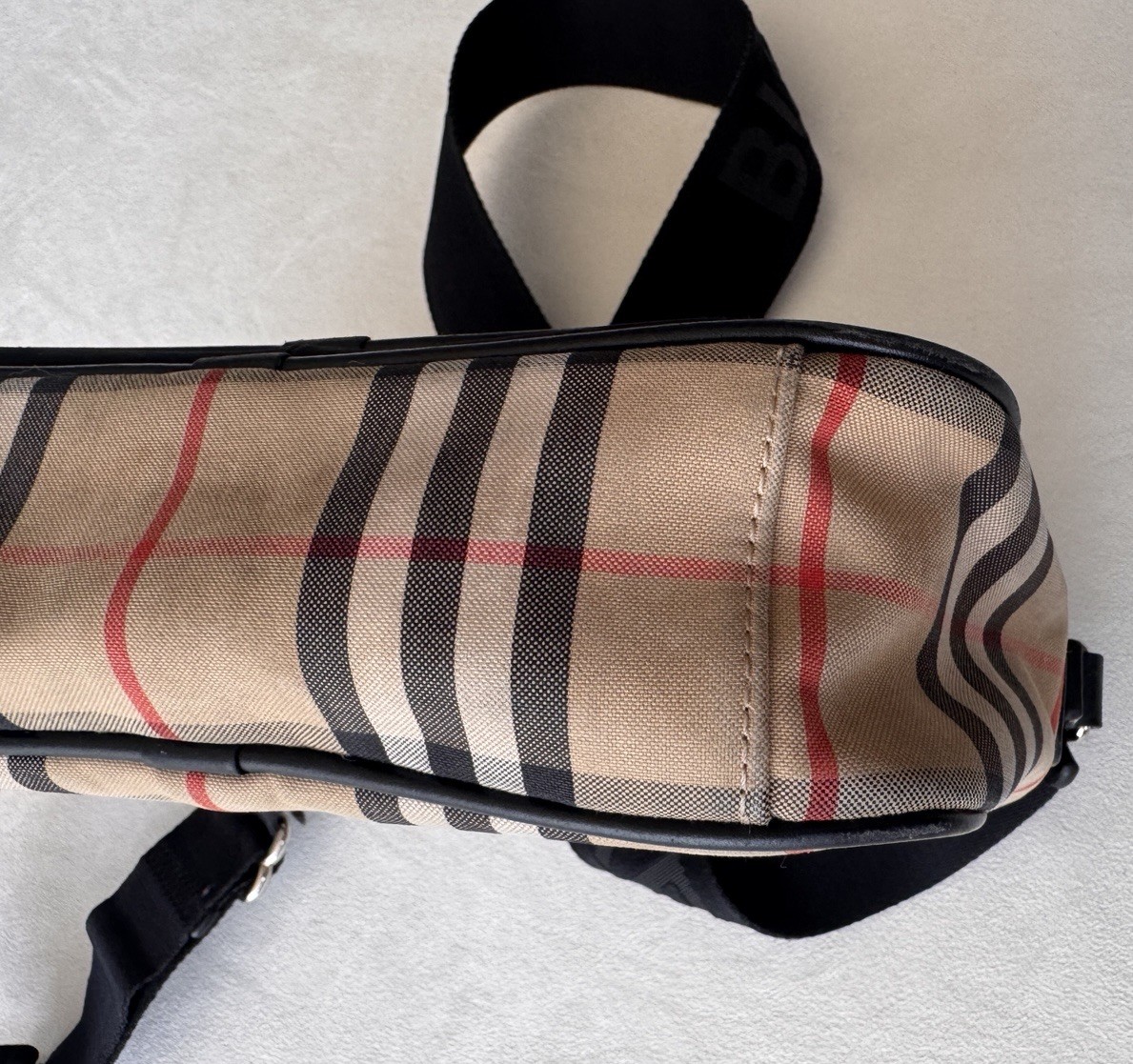 Burberry Beige Vintage Check Messenger Bag Canvas Leather Shoulder Bag