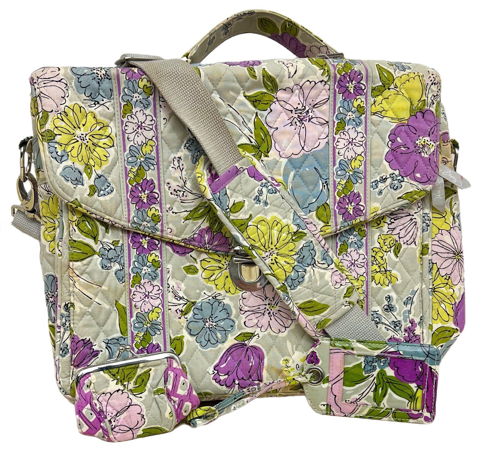 Vera Bradley Watercolor Lot: Attache, Luggage Tag, Petite Pouch