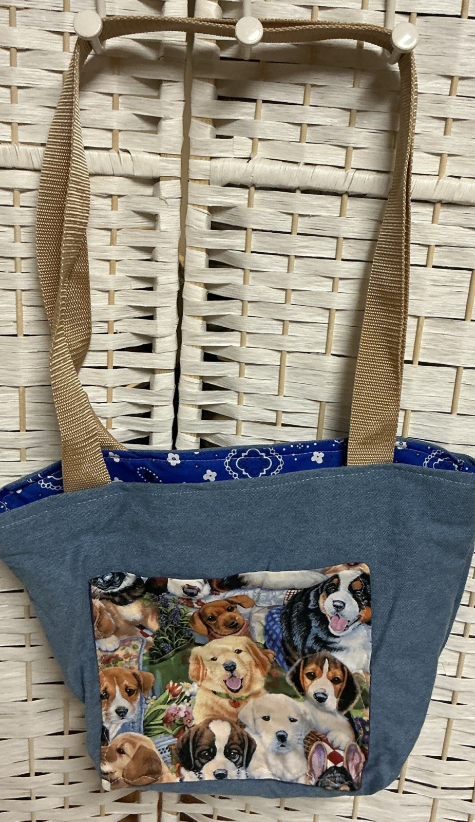 Lidias Bags Handmade Denim Tote Bag Kittens Cats Puppies Dogs Prints