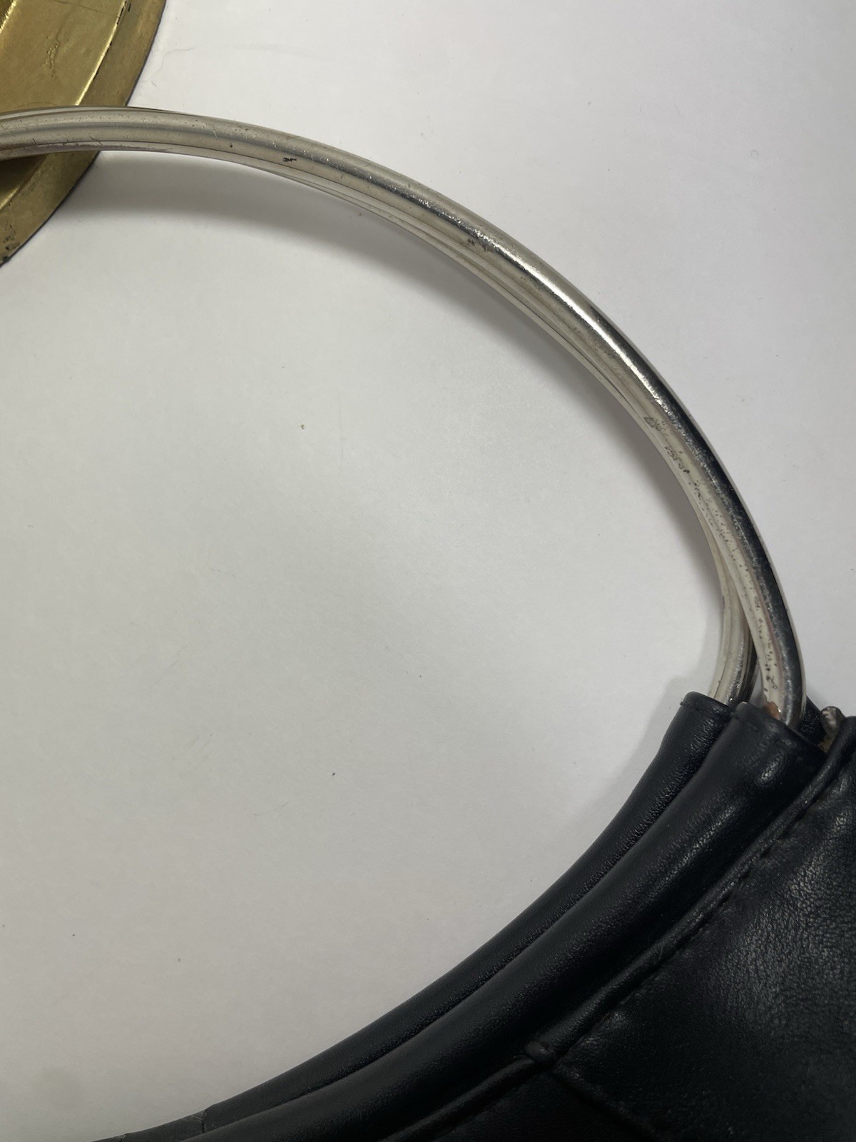 Soft Black Leather Vintage Handbag Purse Crescent silver handles classy biker