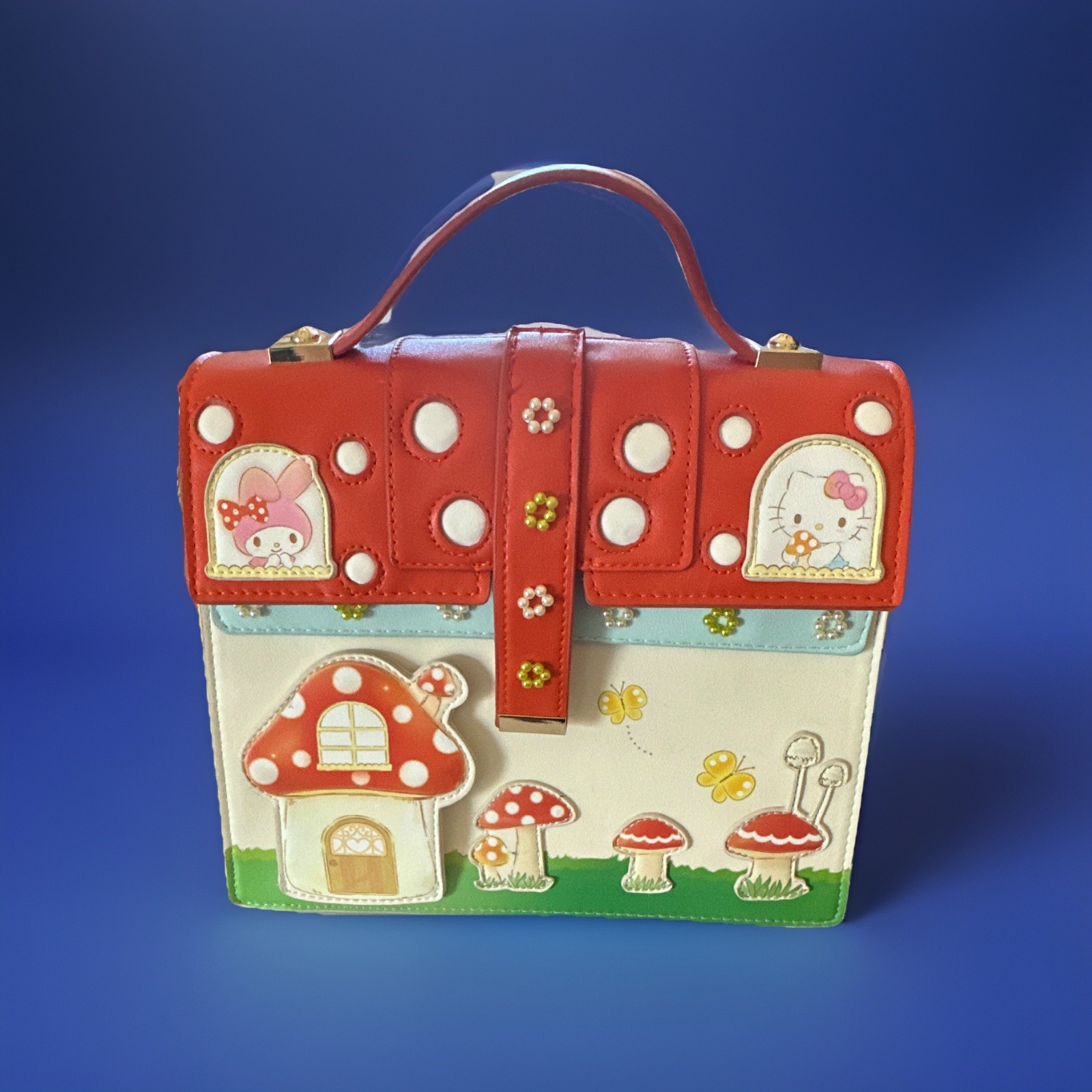 Loungefly Sanrio Hello Kitty & Friends Mushroom House Crossbody Bag Top Handle