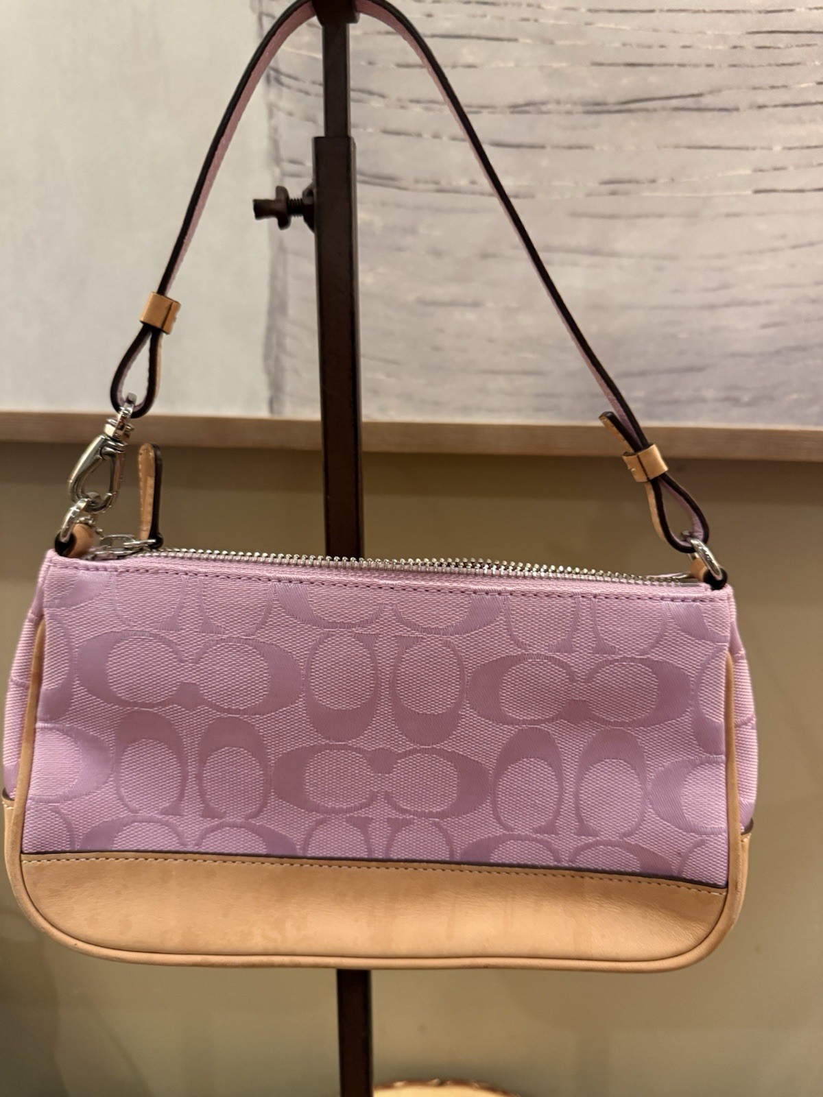 Coach Signature Mini Demi Bag Canvas Leather Bubblegum Pink 6094 Y2K Vintage