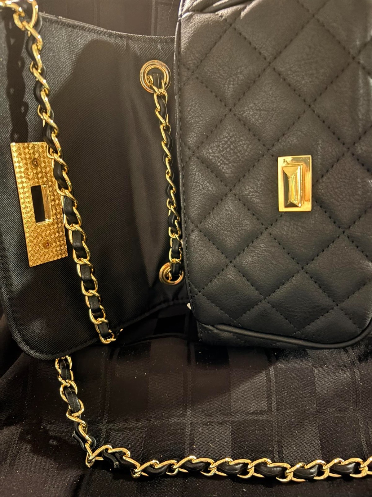 Express Quilted Crossbody Bag Chain Strap Flap Over Evening Purse