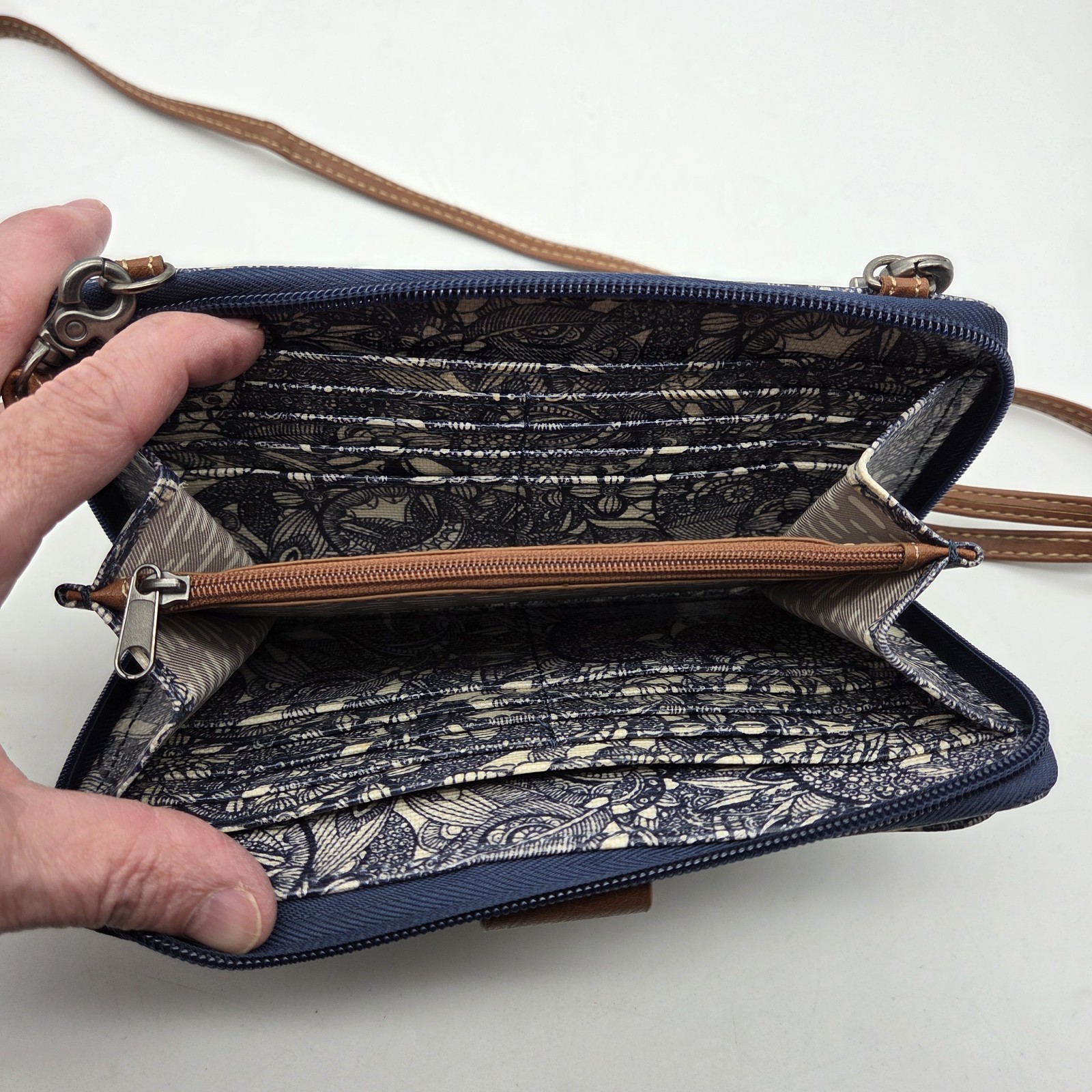 Sakroots Artist Circle Smartphone Crossbody Purse Wallet Navy Spirit Desert