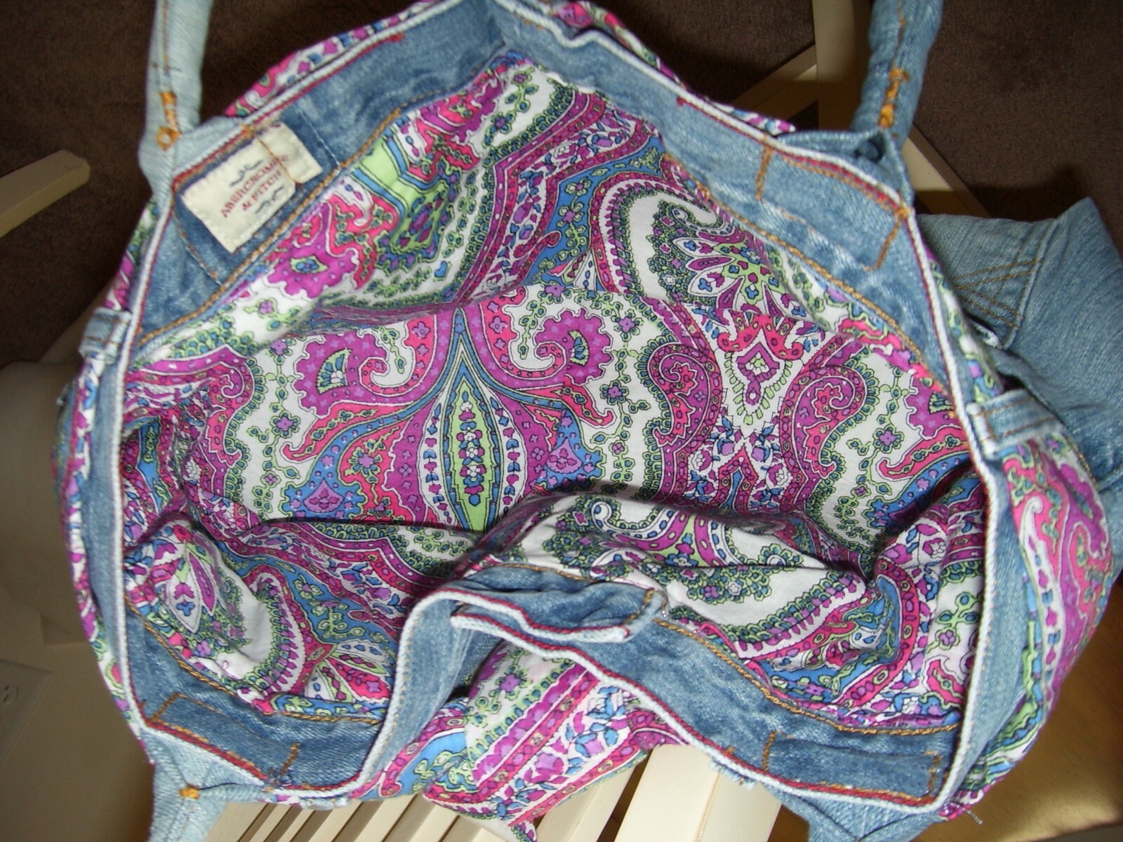 Homemade Belted Denim Handbag 2 Handles Tote Shoulder Bag Purse Hobo