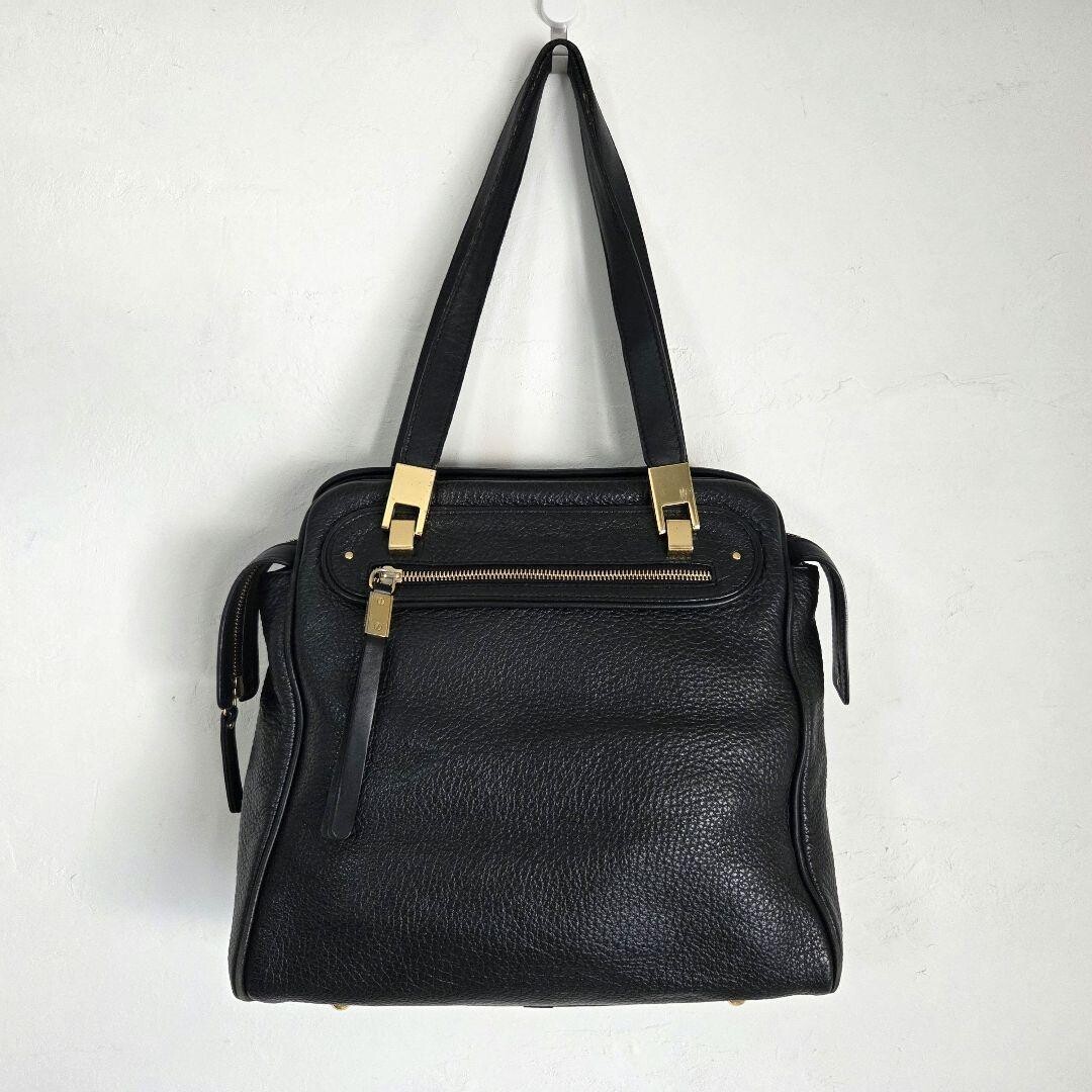 See by Chloe Black Pebbled Leather Tote Bag Large Zip Shoulder Satchel 28cm